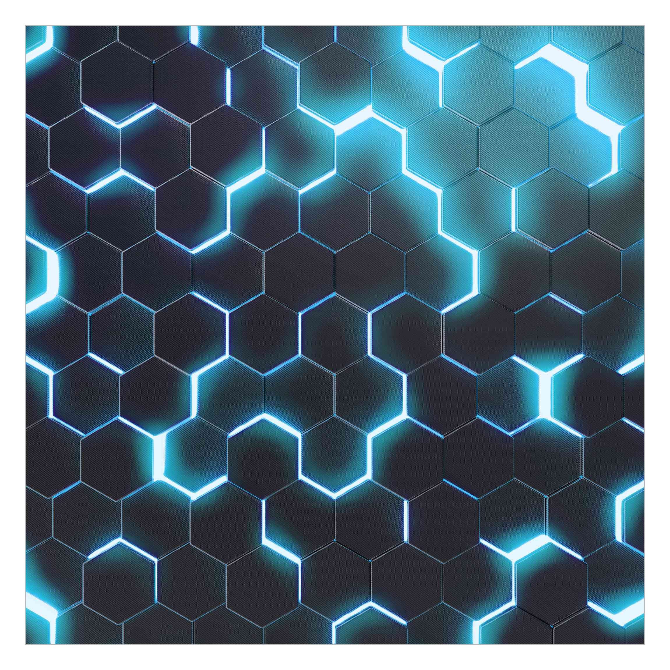 Bilderdepot24 Mustertapete Hexagone Neonlicht Türkis 3D-Optik günstig online kaufen