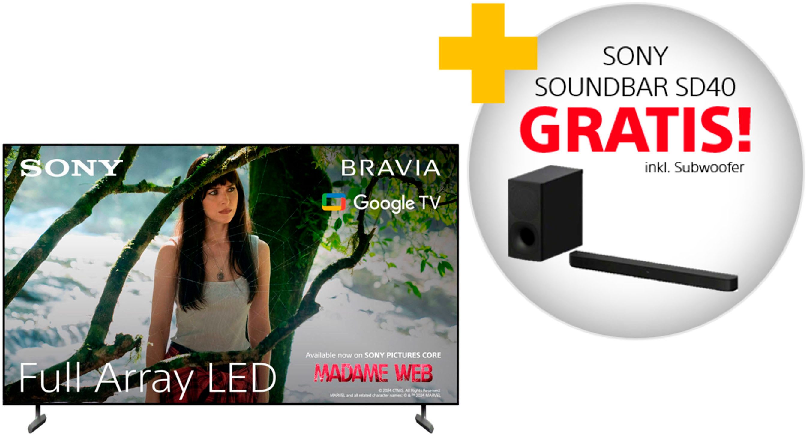 Sony KD-65X85L LED-Fernseher (164 cm/65 Zoll, 4K Ultra HD, Android TV, Smart-TV, Google TV, HDMI 2.1, Gaming-Menü + HT-SD40 mit Subwoofer, exklusiv bei Otto)