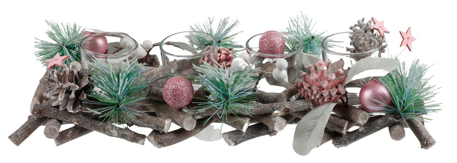BURI Adventskranz Adventsgesteck mit Kerzenhalter Weihnachtsgesteck Adventskranz Weihnac