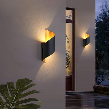 AKKEE Wandleuchte 10W Wandleuchte Moderne Wandlampe Innen/Außen, Wandmontage, LED fest integriert, Warmweiß, für Garten, Wohnzimmer, Badezimmer, Schlafzimmer, Schwarz