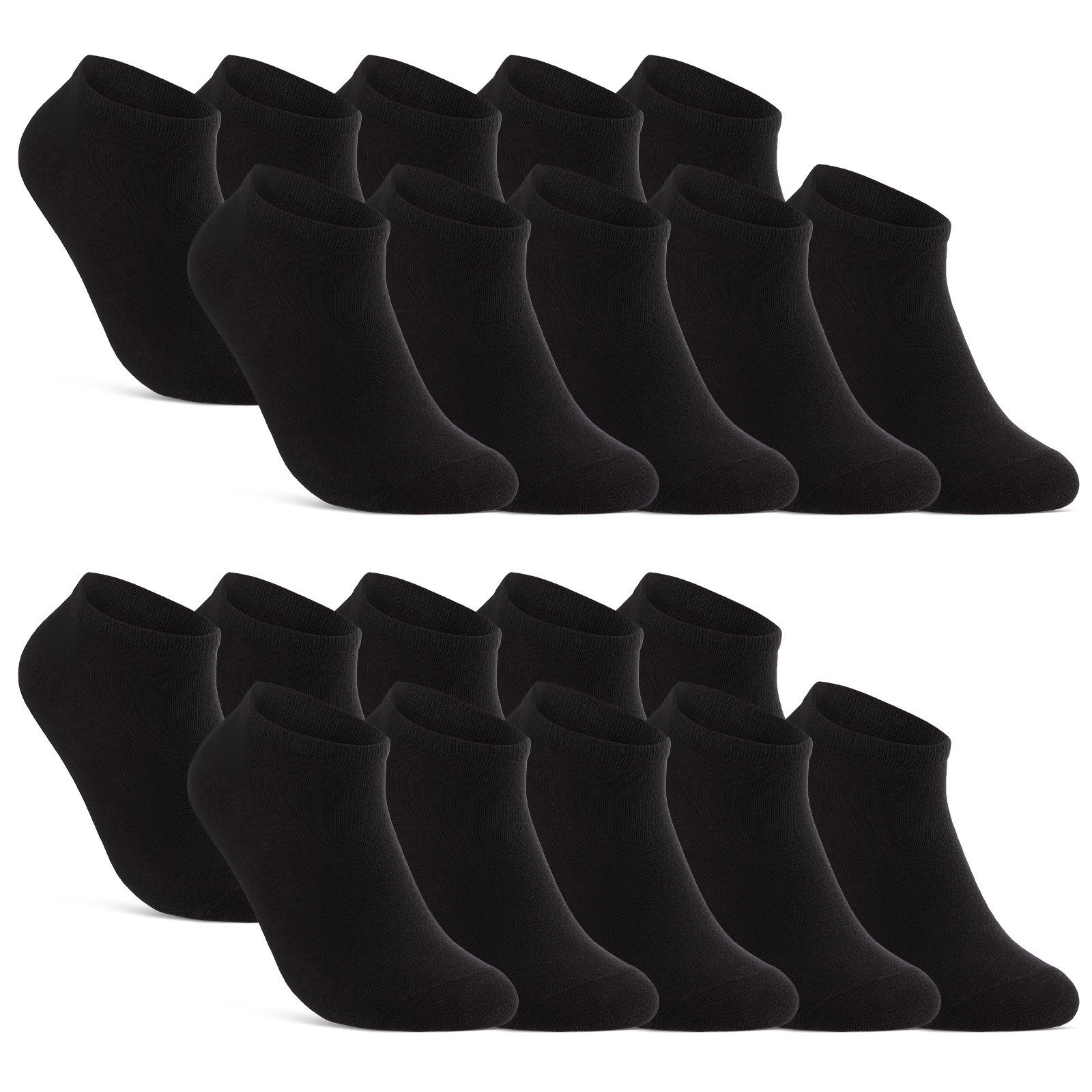 Sneakersocken 10, 20, 30 Paar Sneaker Socken Damen & Herren Schwarz Weiß Grau