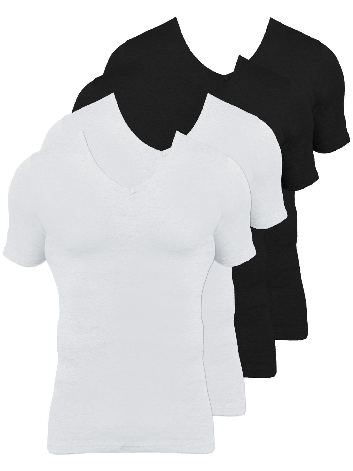 KUMPF Unterziehshirt 4er Sparpack Herren T-Shirt Bio Cotton (Spar-Set, 4-St) hohe Markenqualität weiss schwarz