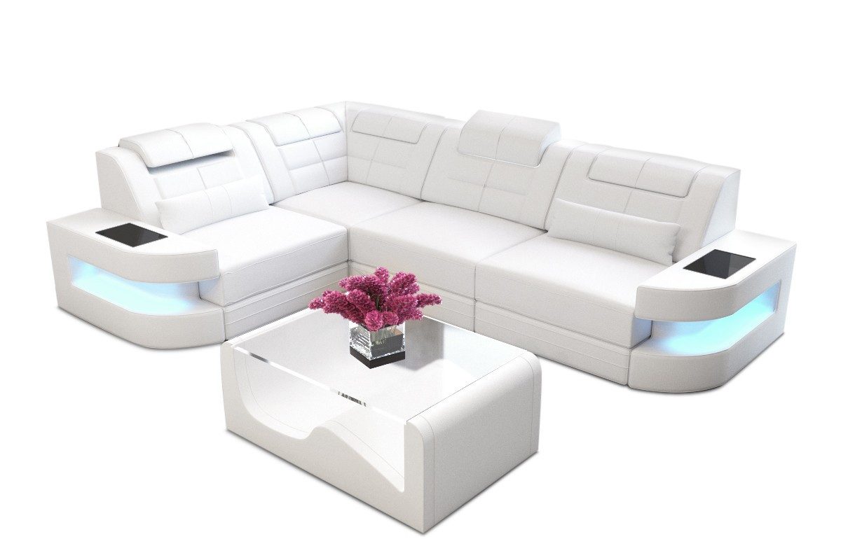 Sofa Dreams Ecksofa Como L Form Leder, Couch, mit LED, wahlweise mit Bettfu günstig online kaufen