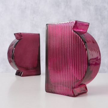 BOLTZE Dekovase 2er Set "Fabola" aus Glas in lila H16cm, Vase