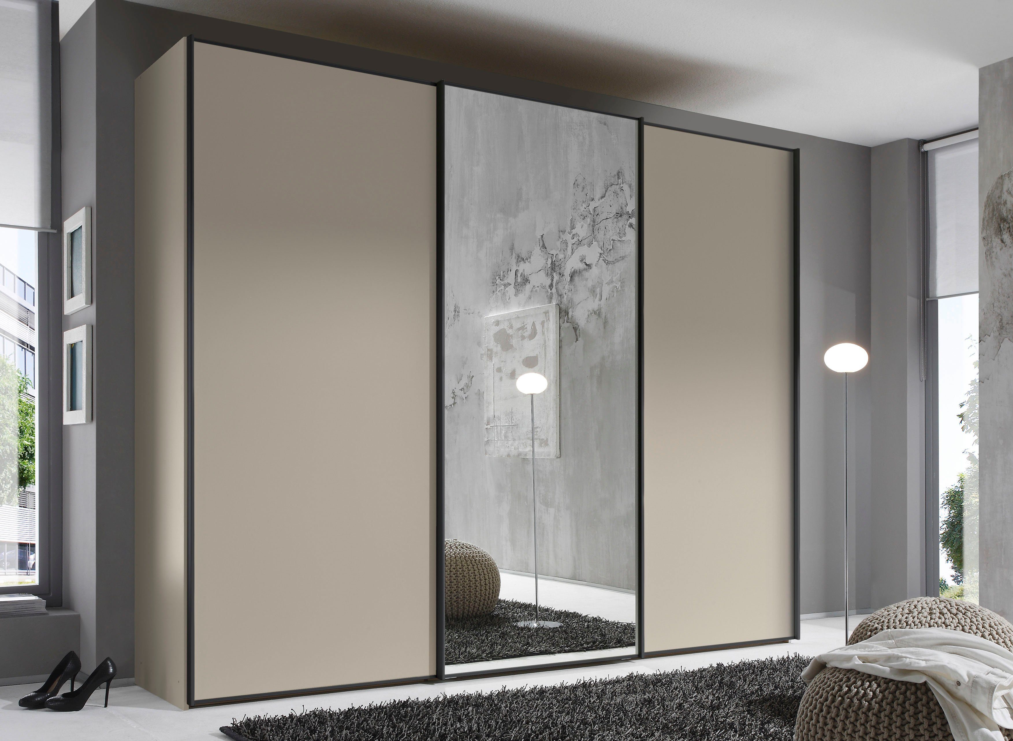 STAUD Schwebetürenschrank Sinfonie Plus, edles Design in hochwertiger Qualität, Made in Germany Mit Spiegeltür und vier verschiedenen Ausstattungsvarianten