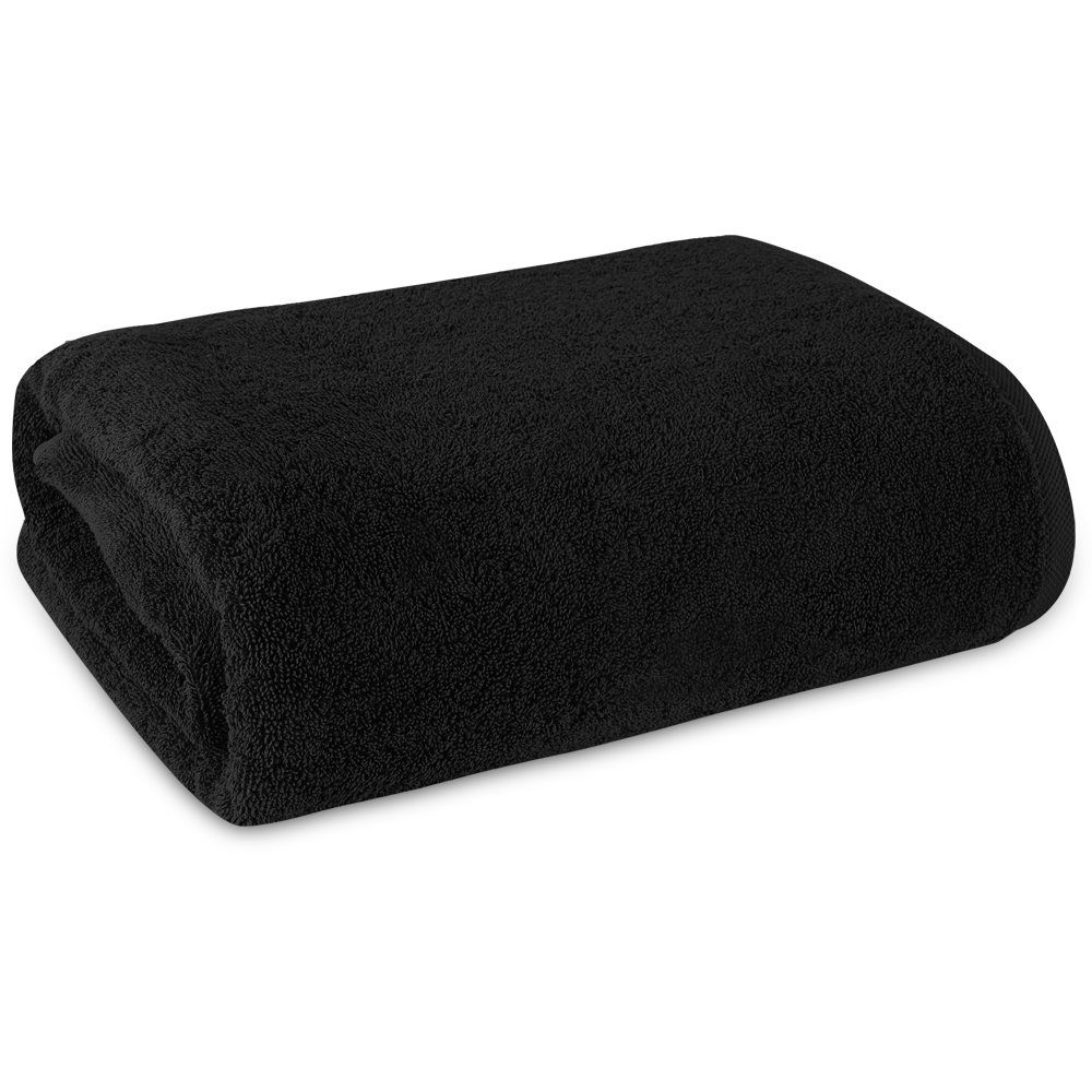 ARLI Handtuch Set Handtuch 100% Baumwolle Handtücher Set Serie aus hochwertigem Rohstoff Frottier klassischer Design elegant schlicht modern praktisch mit Handtuchaufhänger, Baumwolle, (1-tlg) schwarz