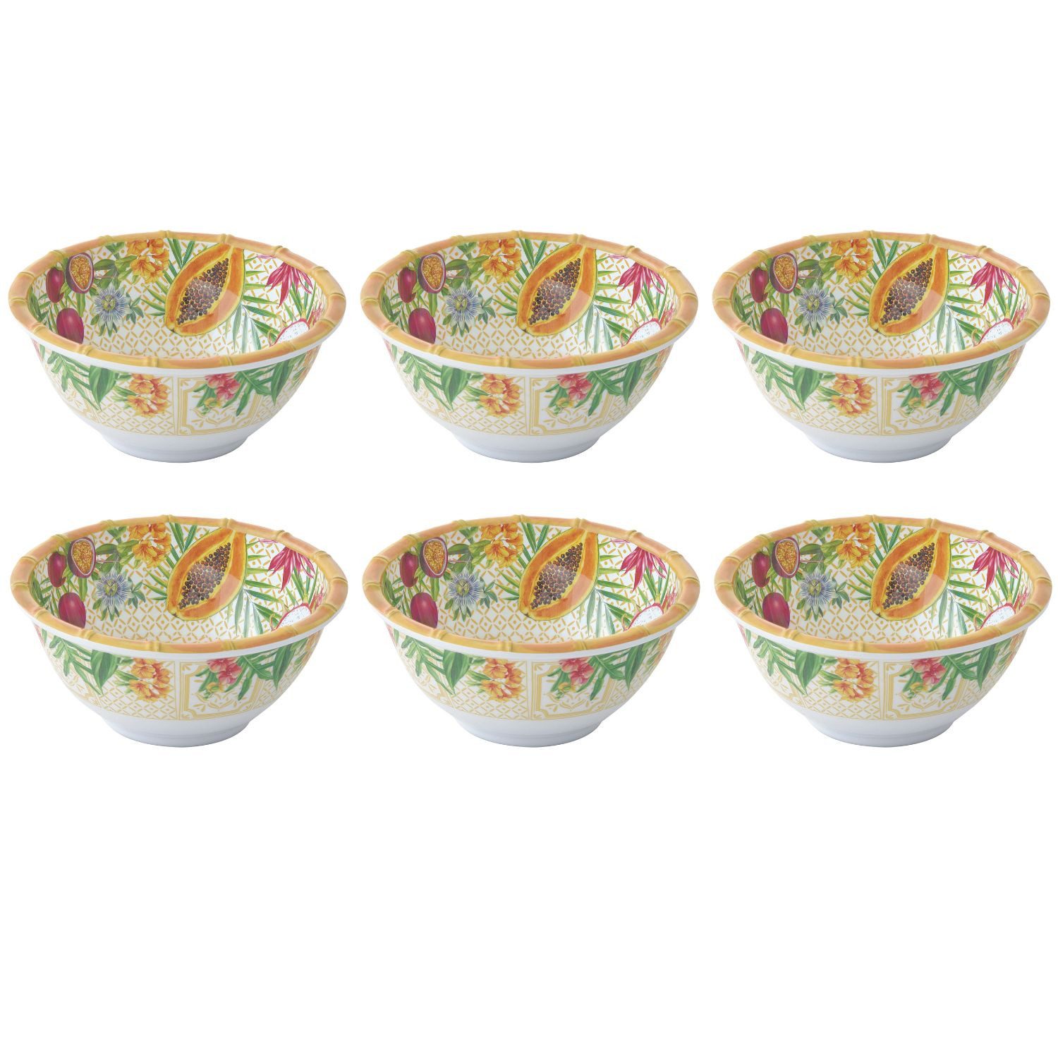 EasyLife Müslischüssel Porto Rico, Melamin, Spülmaschinengeeignet, Mehrfarbig, Früchte, H: 6.5cm