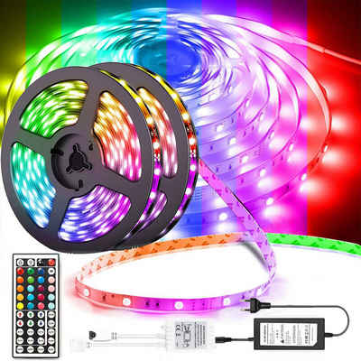 Antaris LED Stripe 10 Meter LED Stripe RGB IP65 Wasserfest 2x5M mit Fernbedienung 10m, Dimmbar, Farbe Frei einstellbar