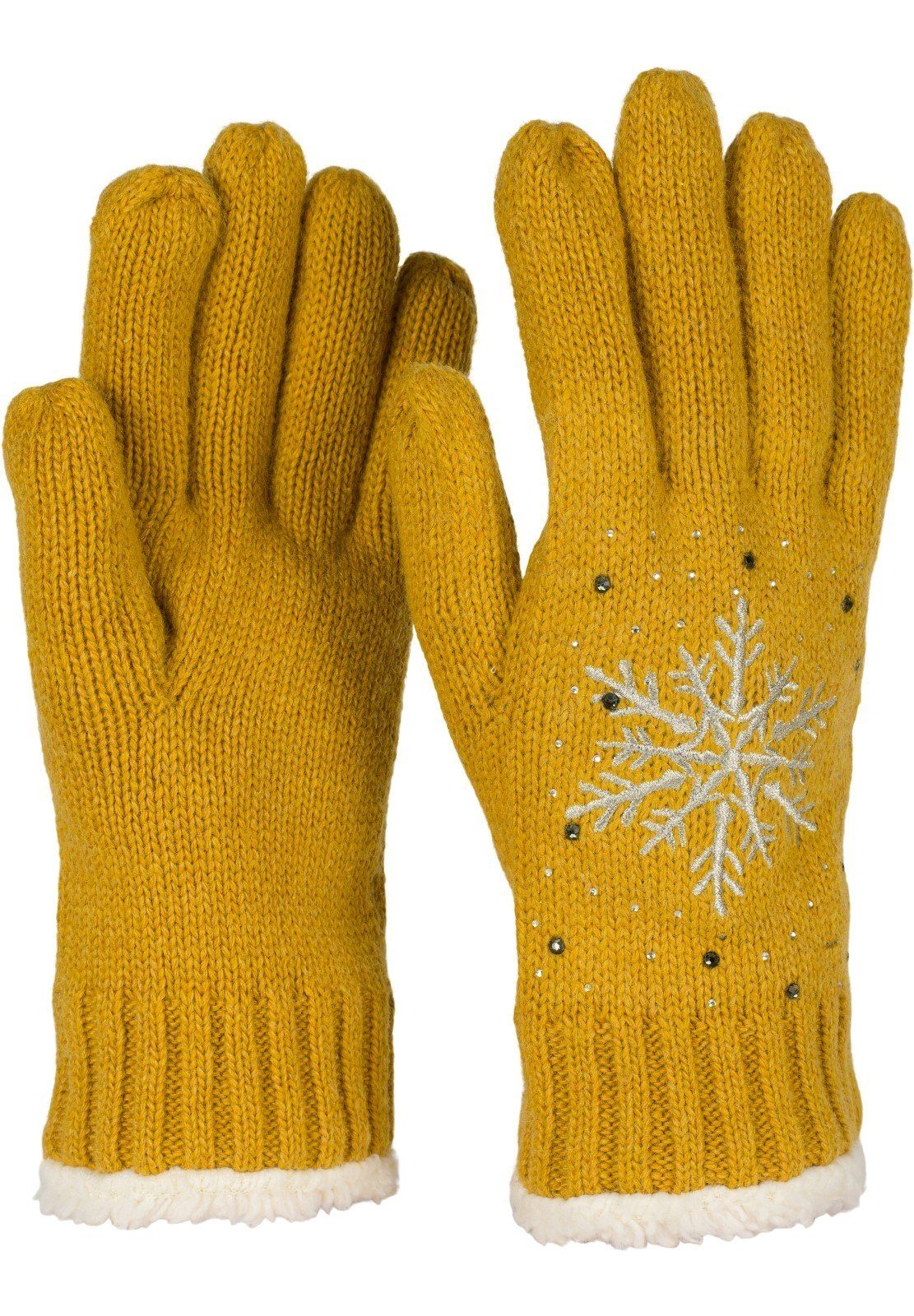 styleBREAKER Strickhandschuhe Strickhandschuhe mit Schneeflocke, Strass günstig online kaufen
