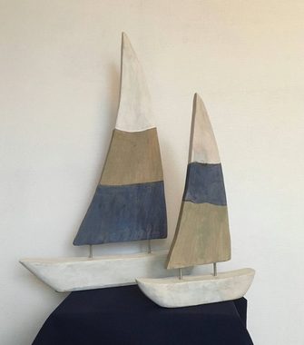 Moritz Skulptur Deko Segelboot Boot 30x49x5cm, Dekoobjekt Holz, Tischdeko, Fensterdeko, Wanddeko, Holzdeko