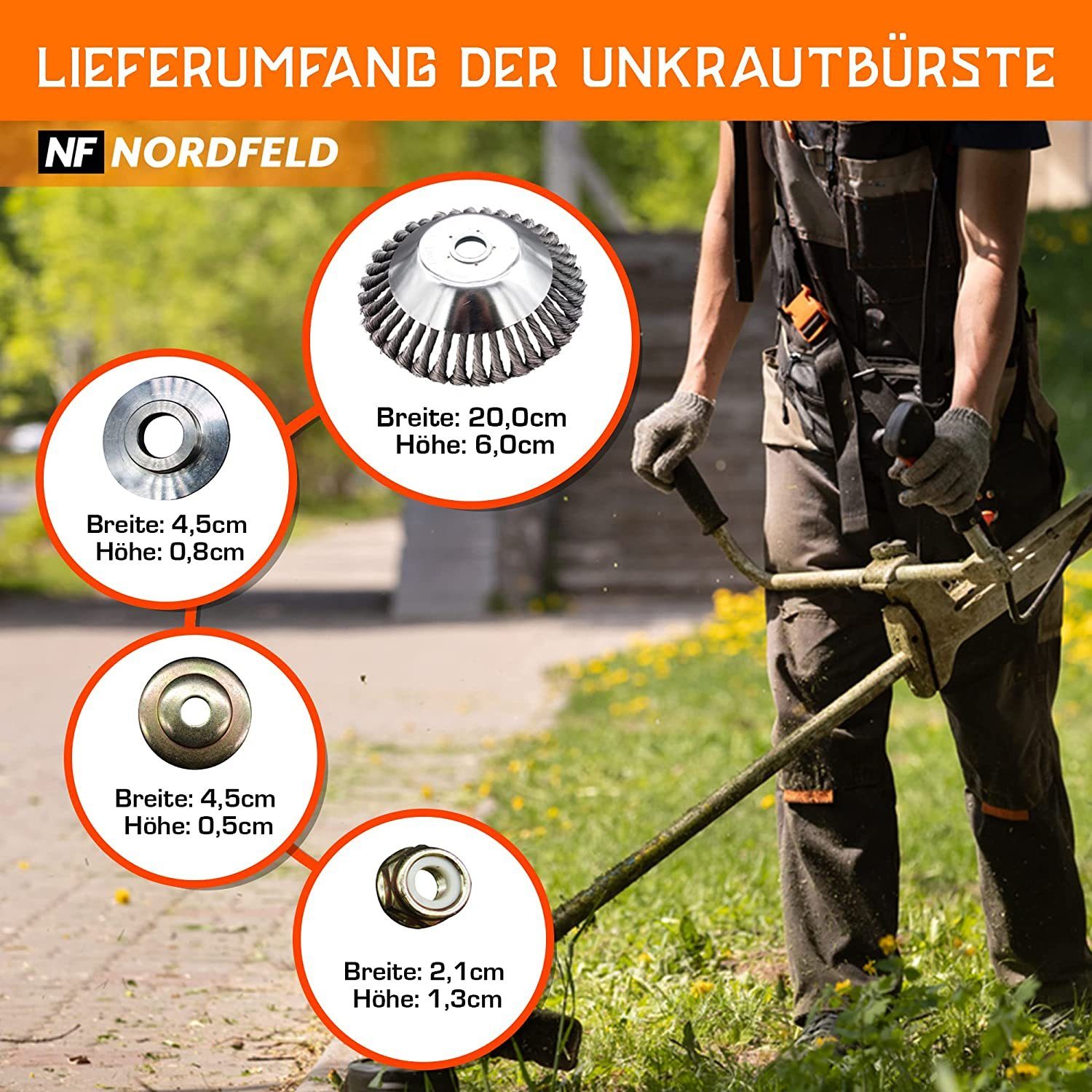 NORDFELD Benzin-Motorsense Unkrautbürste Freischneider 25,4 mm, Wildkrautbürste für Motorsense, Freischneider, Motorsense – Bild 5 von 5