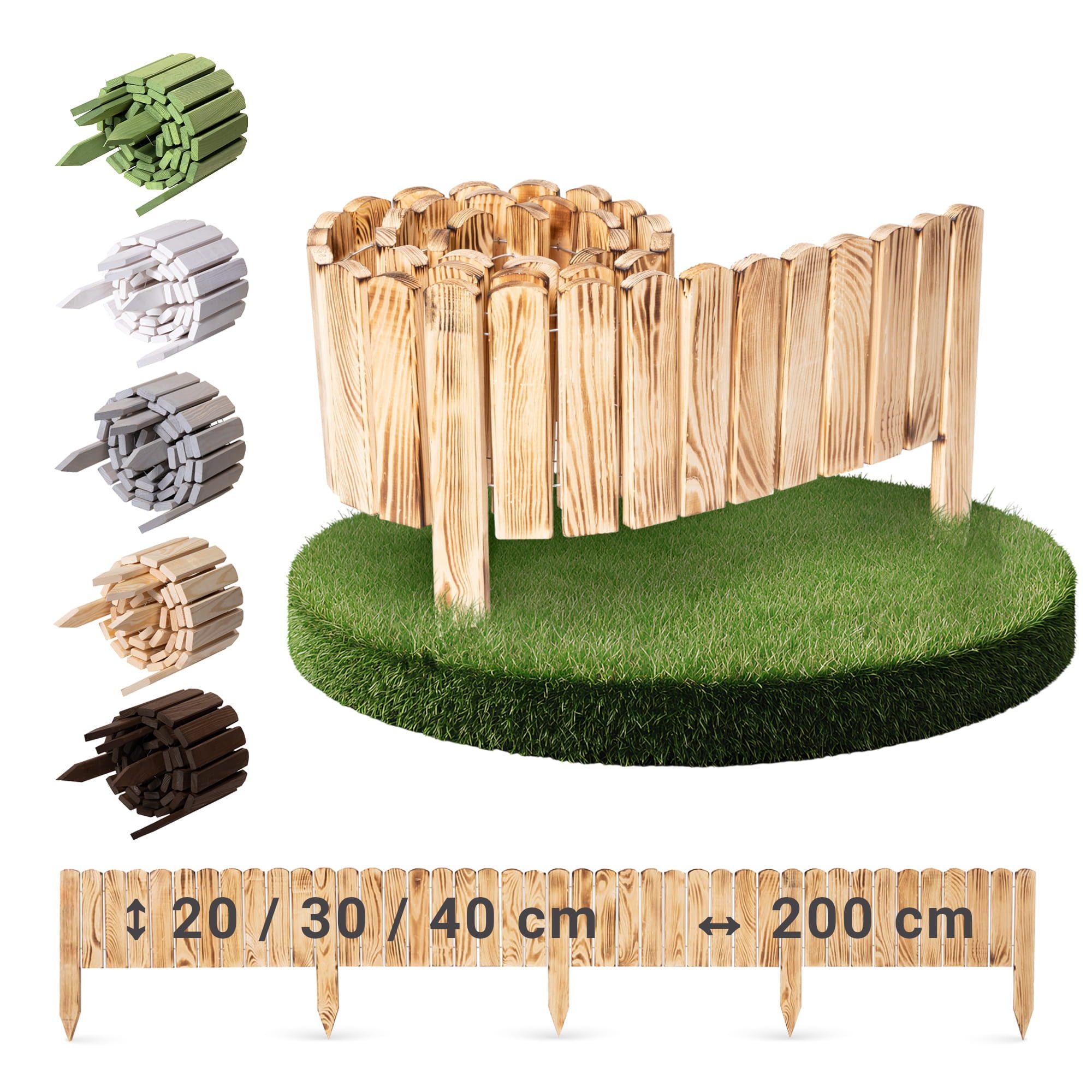 BooGardi Beetumrandung Rollborder, LxH: 200x20 cm, 3 Höhen Beeteinfassung Beetrolli Steckzaun Zaun
