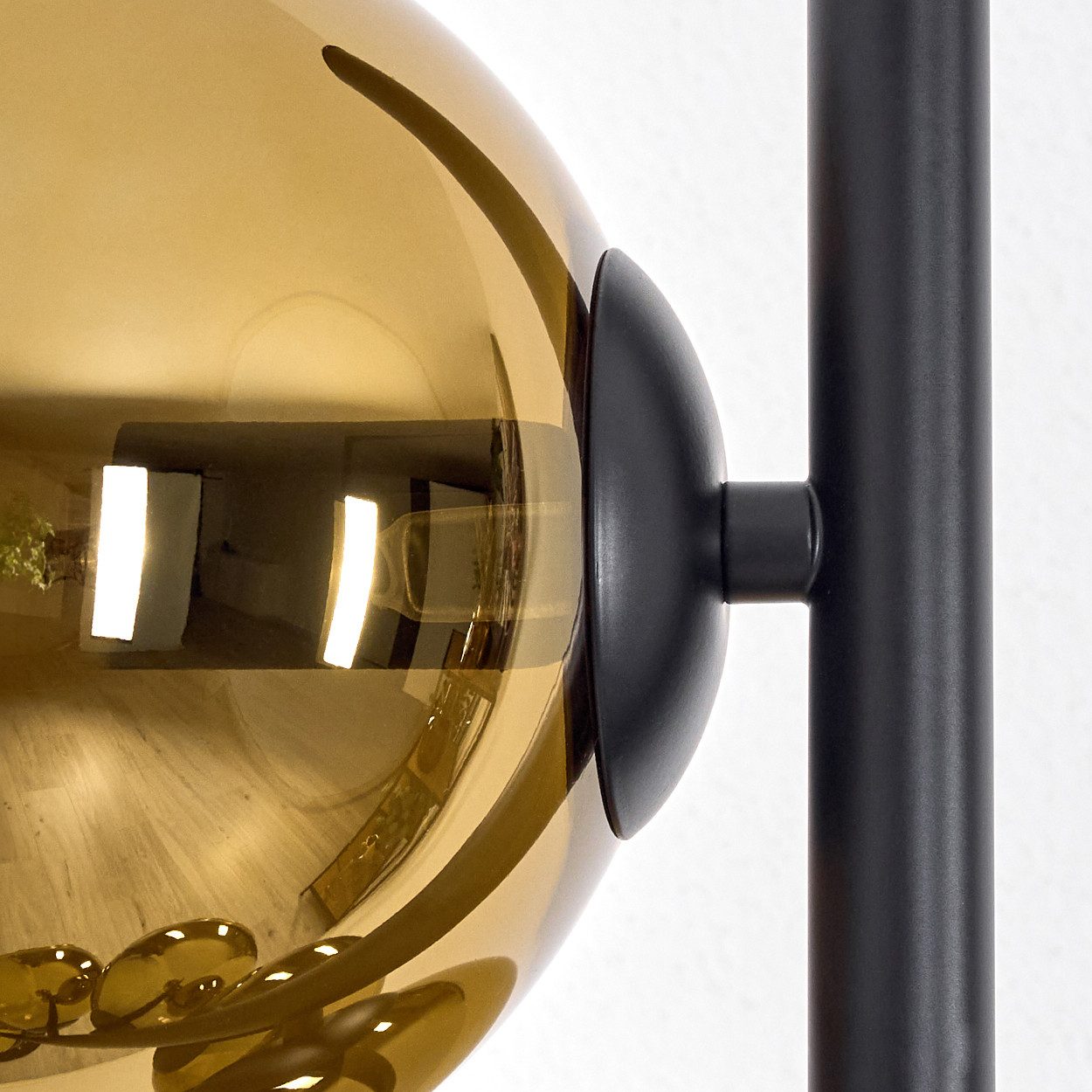 hofstein Stehlampe Stehlampe aus Metall/Glas in Schwarz/Gold, Retro/Vintage-Design, ohne Leuchtmittel, moderne Stehleuchte, Ø Schirme 15 cm, Fußschalter, 160 cm, E14
