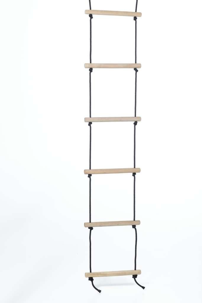 DICE Einzelschaukel Strickleiter mit Holzsprossen - 6 Sprossen Holz mit geflochtenem Seil, passend für BERG Playbase