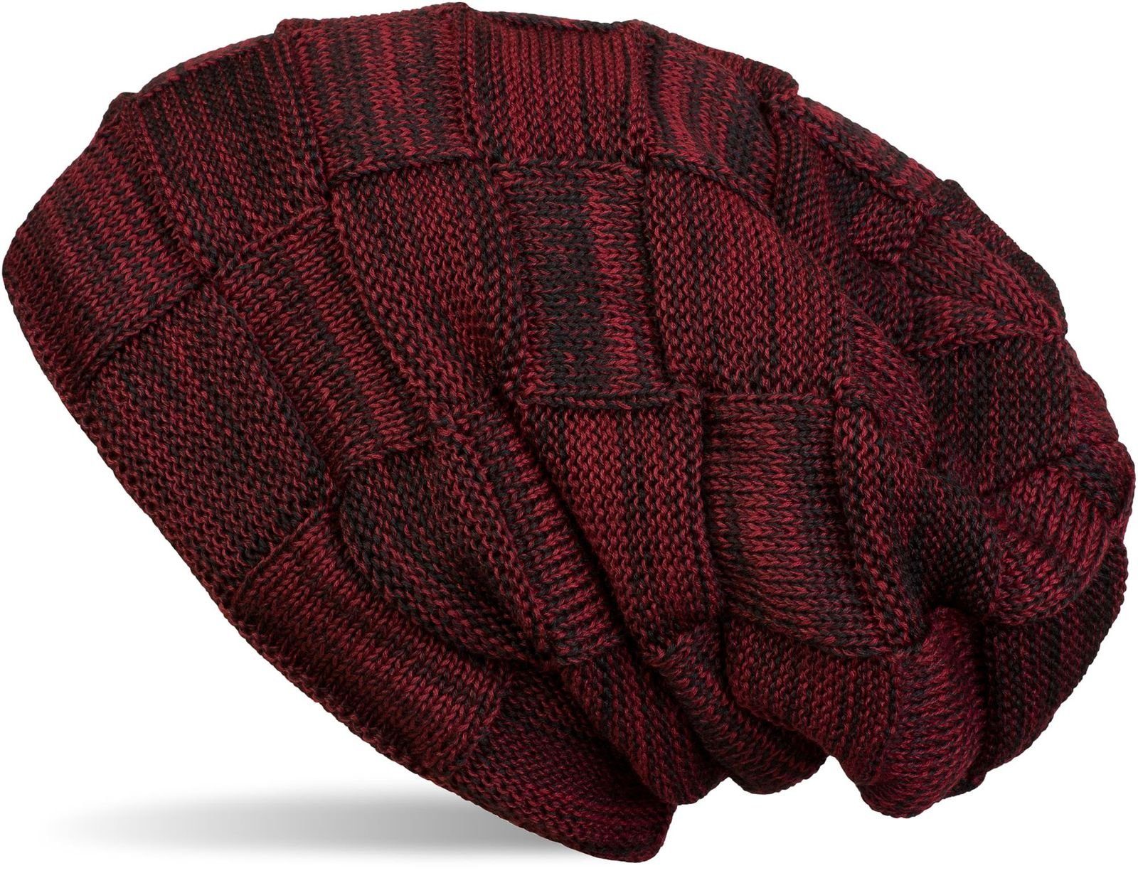 styleBREAKER Strickmütze Feinstrick Beanie mit Karo Strick (1-St)