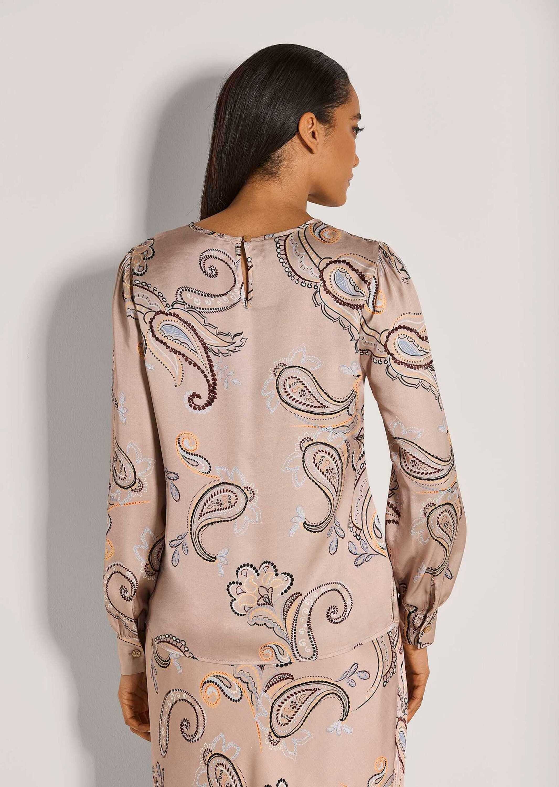 MADELEINE Langarmbluse Elegante Viskosebluse mit Knopfverschluss Zart fließend, Rundhals, Paisley-Print, langärmelig