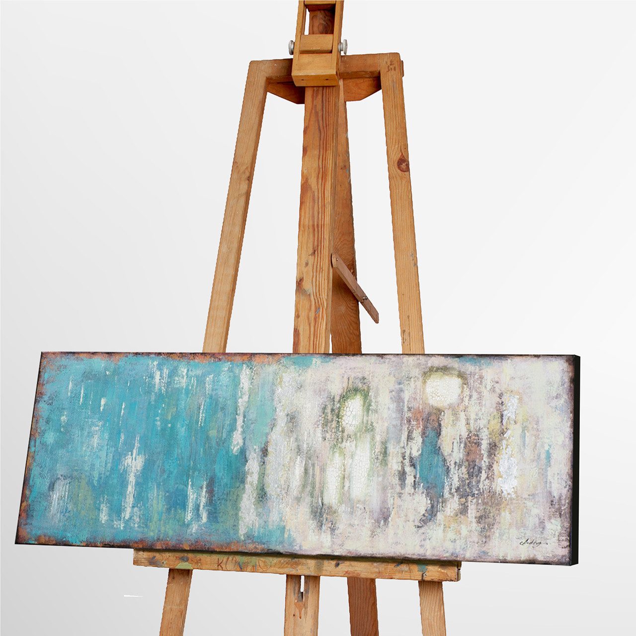 ArtUniverse Gemälde Türkisblaue Harmonie 50 x 150 cm, Abstrakt