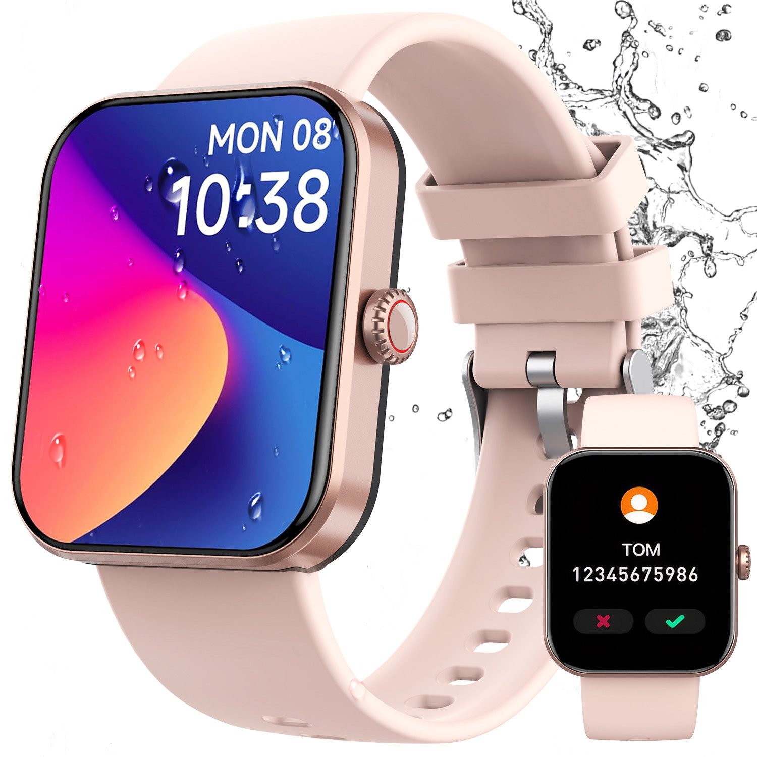 Smartwatch Fitness Tracker uhr mit Anruffunktion gold Smartwatch