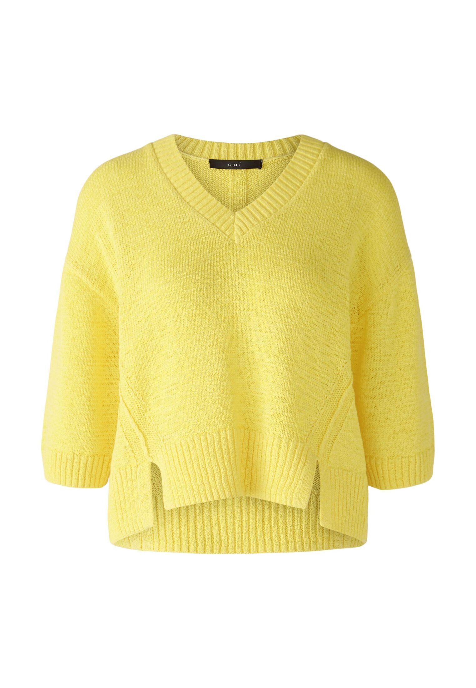 Oui V-Ausschnitt-Pullover Pullover Baumwollmischung