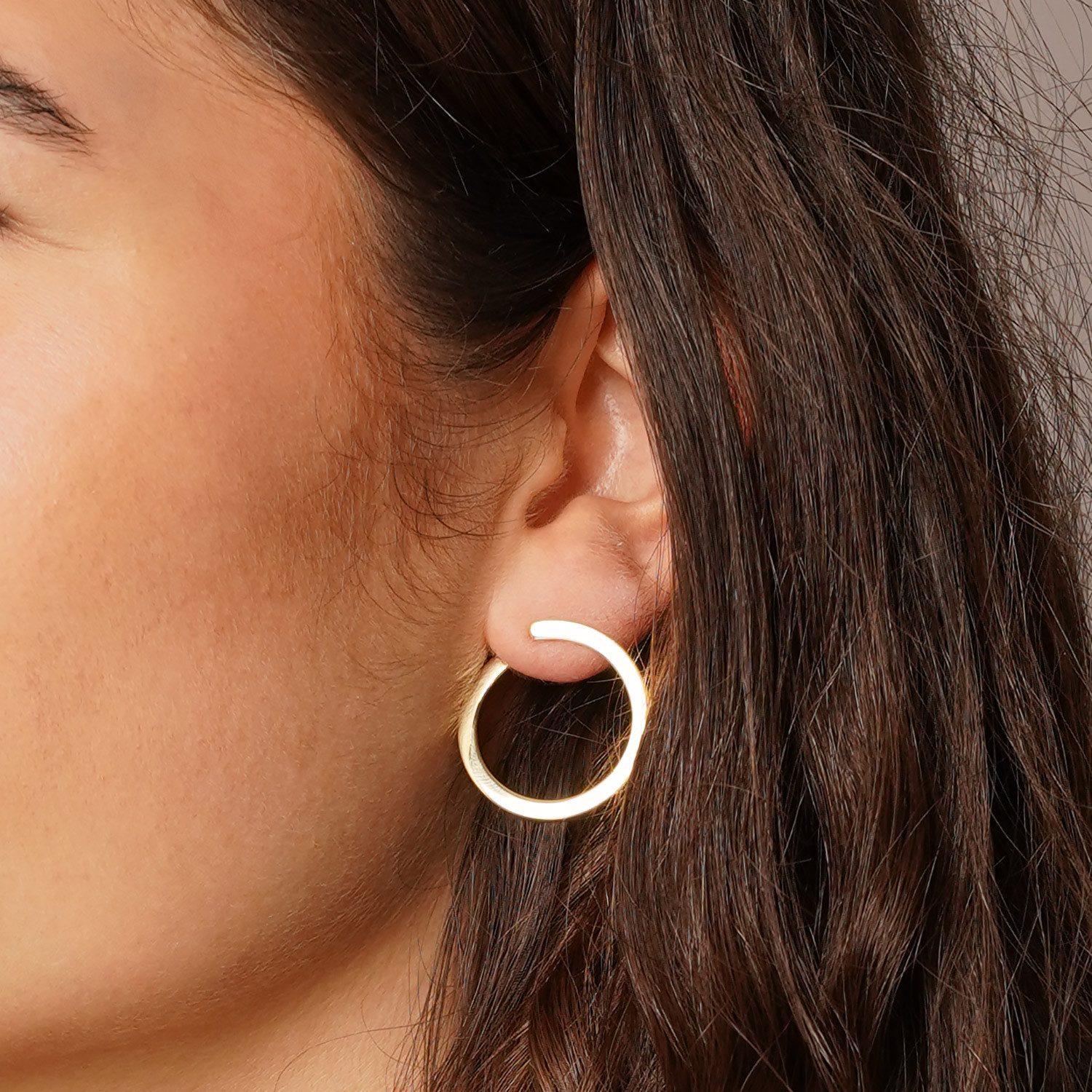 trendor Paar Ohrstecker Damen-925 Silber Vergoldet ⌀ 26 mm