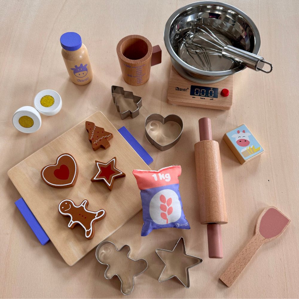 howa Kinder-Küchenset, Spielzeug Backset für Kinder aus Holz 19 teilig