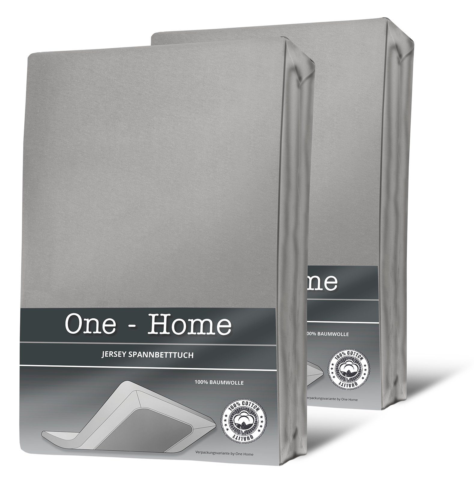 One Home Spannbettlaken Jersey, Jersey, Gummizug: rundum, (2 Stück), Double Pack mit Rundumgummizug, weich