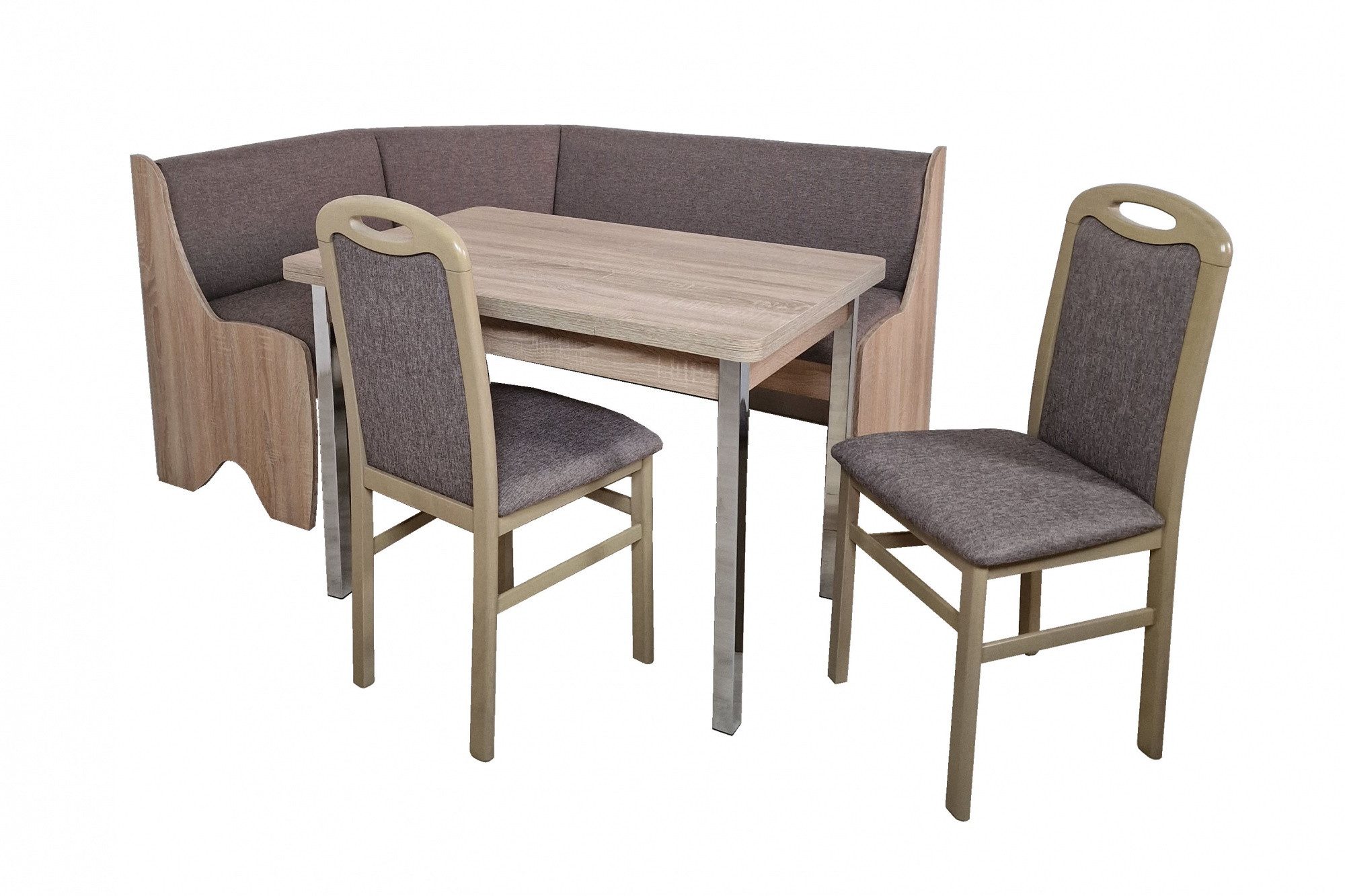 Beauty.Scouts Eckbankgruppe "Rumba 2", Sonoma Eiche Dekor, 4-teilig, 4-Fusstisch verchromt