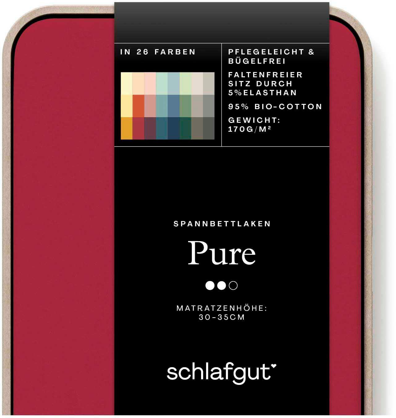 Schlafgut Spannbettlaken PURE Bio-Baumwolle mit Elasthan, 170 g/m², Bettlaken, Spannbetttuch, Jersey, Gummizug: rundum, (1 Stück), PREMIUM Laken für Matratzen b – Bild 4 von 5