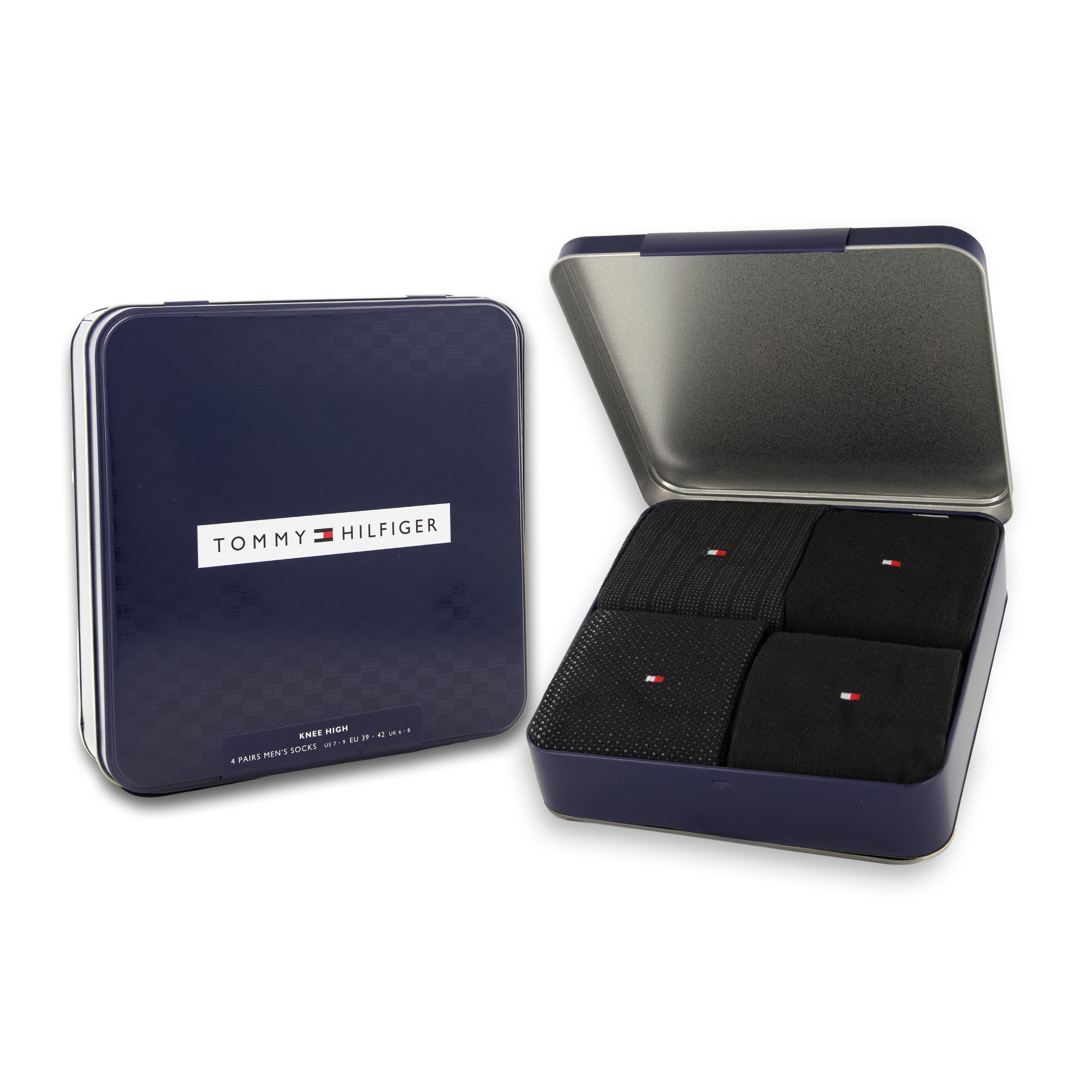 Tommy Hilfiger Kniestrümpfe TH MEN KNEEHIGH 4P TIN GIFTBOX (4er Pack) mit Geschenkbox