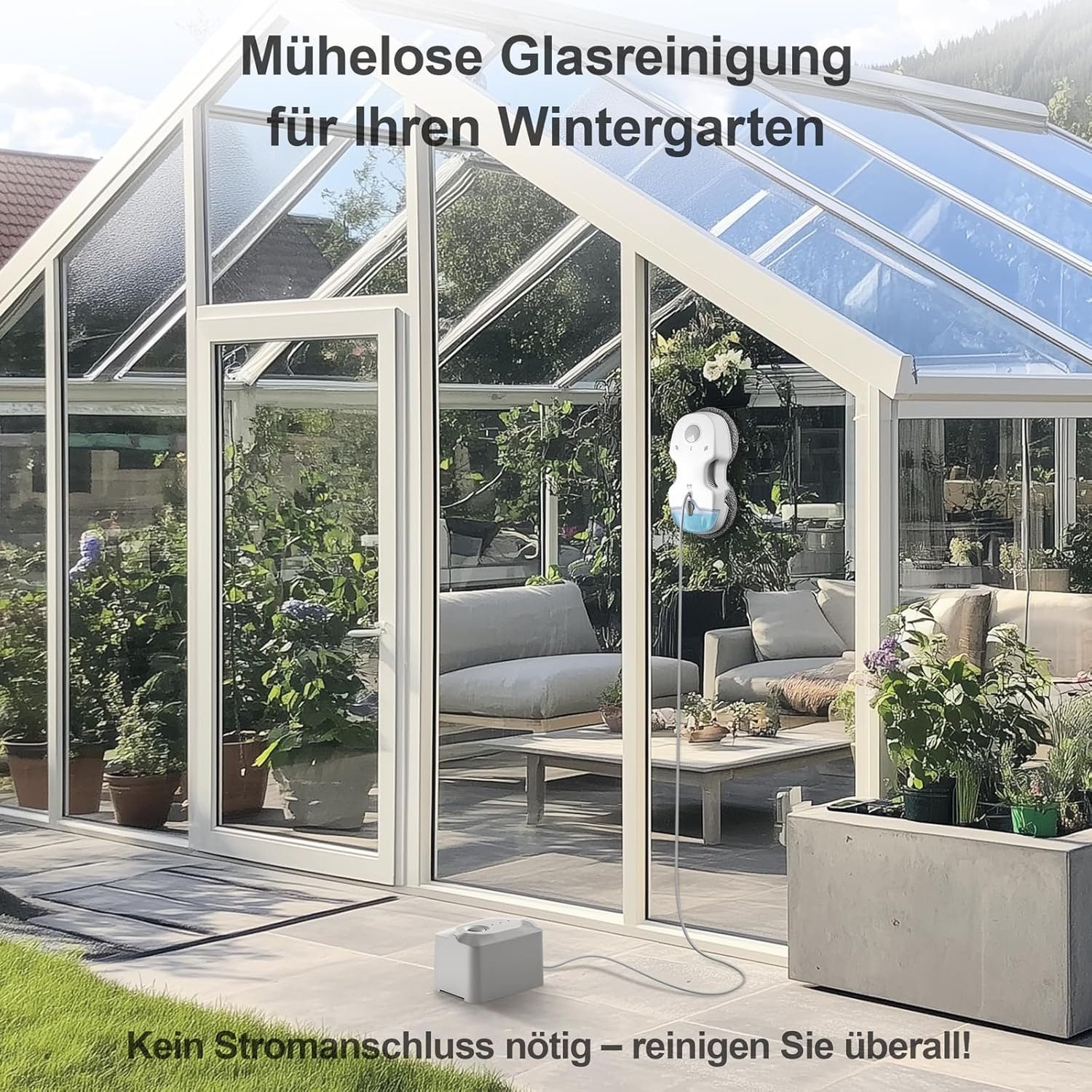 HUTT Fensterputzroboter S7 Plus Fensterputzroboter mit Akku Abnehmbarer, Sprühfunktion 80ml, Automatischer Wasserstrahl,kabellose Fensterreinigung