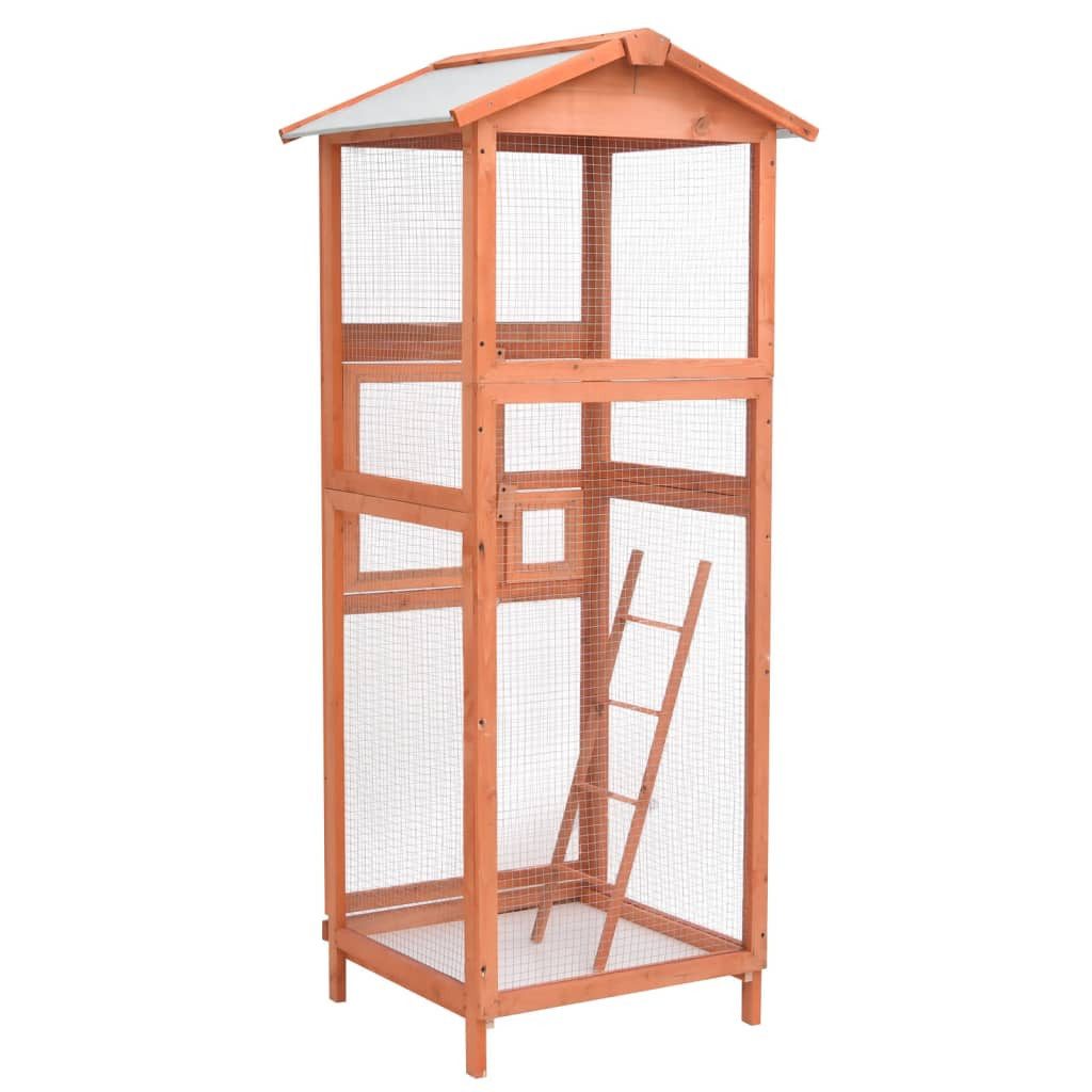 vidaXL Voliere, Vogelkäfig 68x62x166 cm Massivholz Fichte