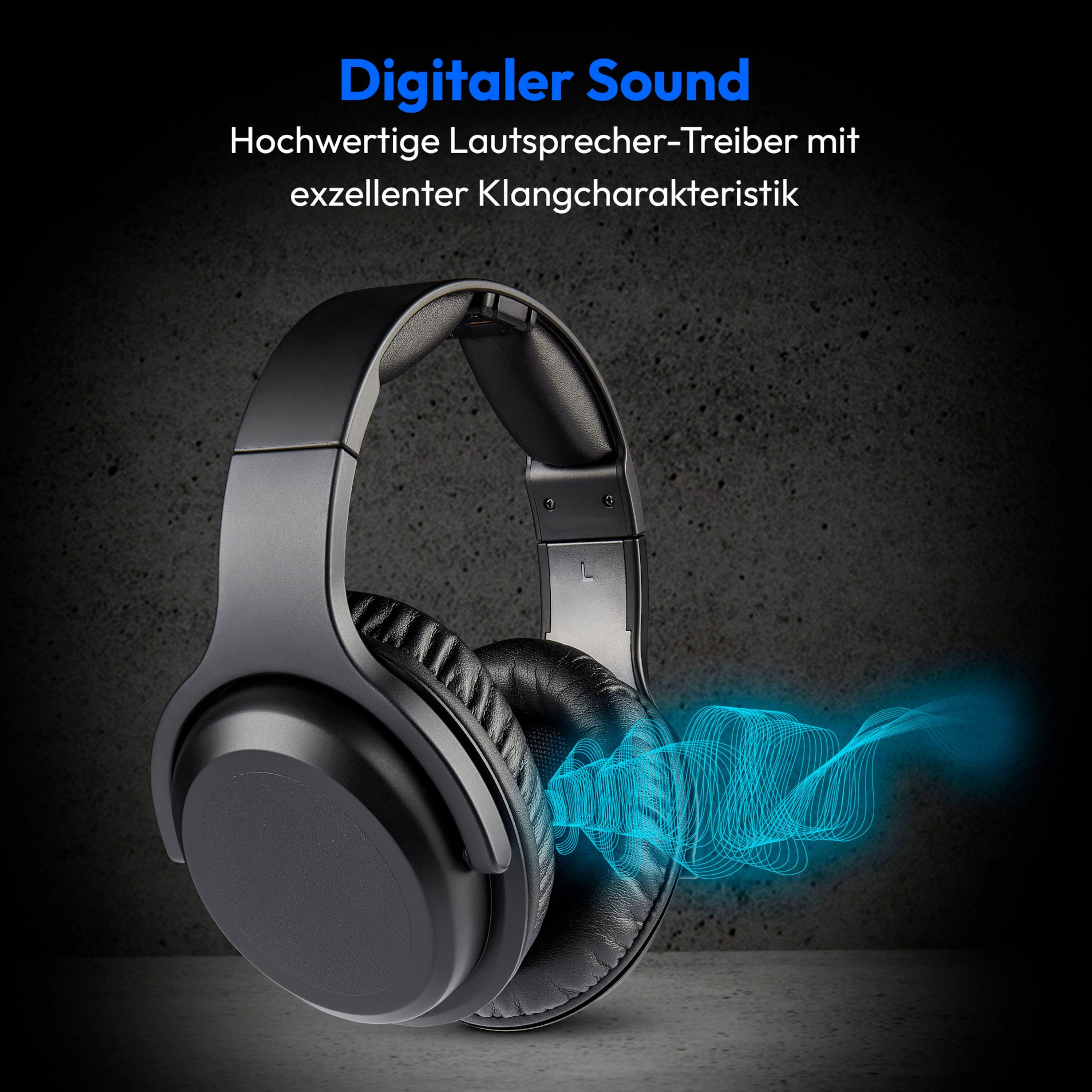 Medion® LIFE® HS-1 (MD400006) Kopfhörer (Batteriebetrieben, Drahtlos, On/Off Indicator, Lautstärkeregelung, On/Off Switch, Abnehmbares Kabel, Kopfhörer, Tragbar, Pairing button, digitaler Sound, Reichweite bis 15 m, 800 mAh Akku, bis 10 h Laufzeit)