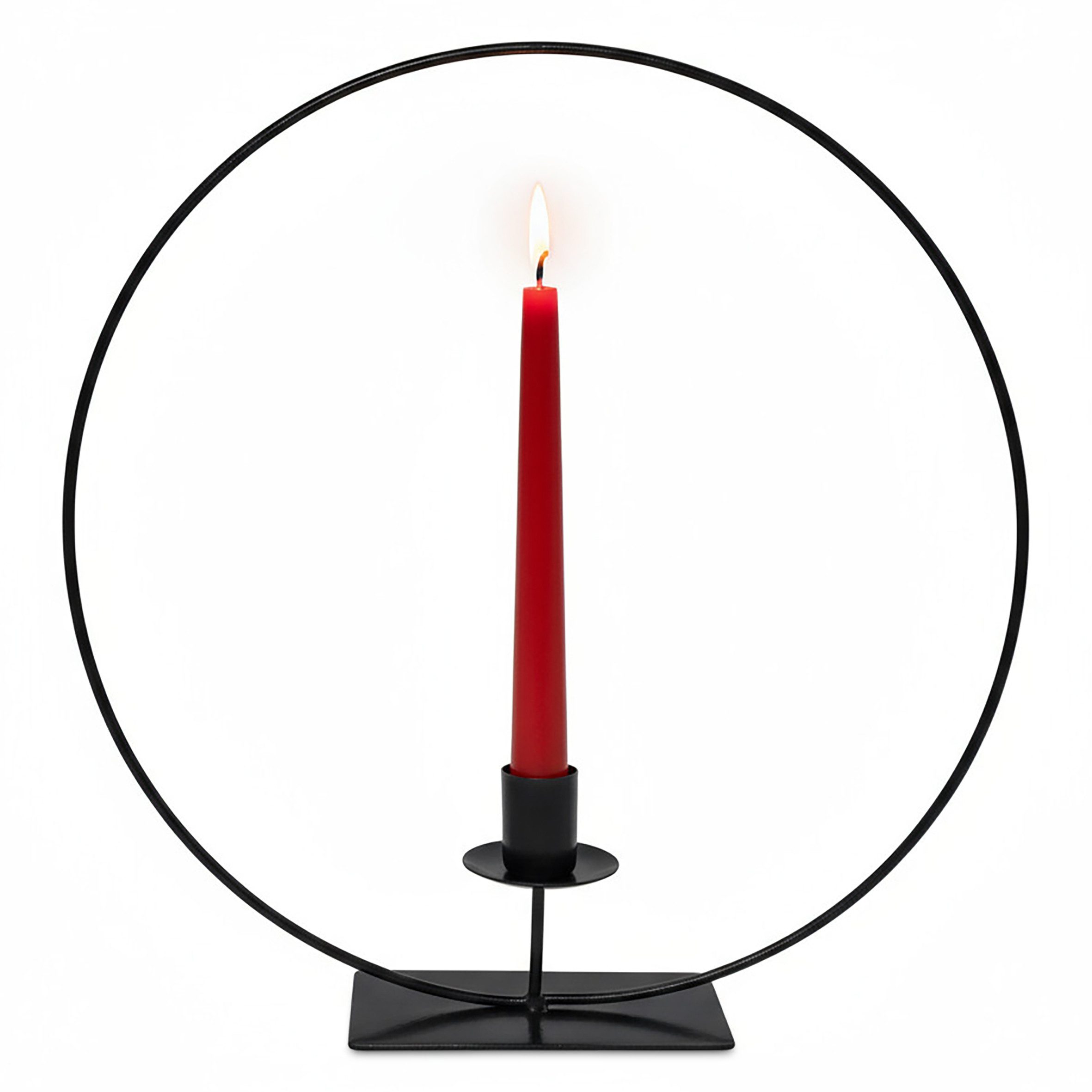 Spetebo Kerzenhalter Ring mit Standfuß (30 cm, 1 St., schwarz), Metall Kerzenständer für eine Stabkerze