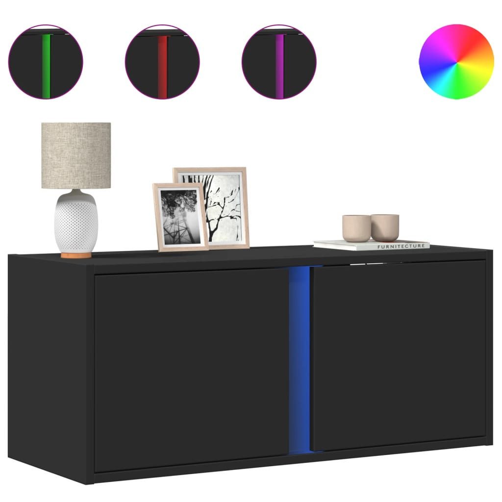 vidaXL TV-Wand TV-Wandschrank mit LED-Beleuchtung Schwarz günstig online kaufen