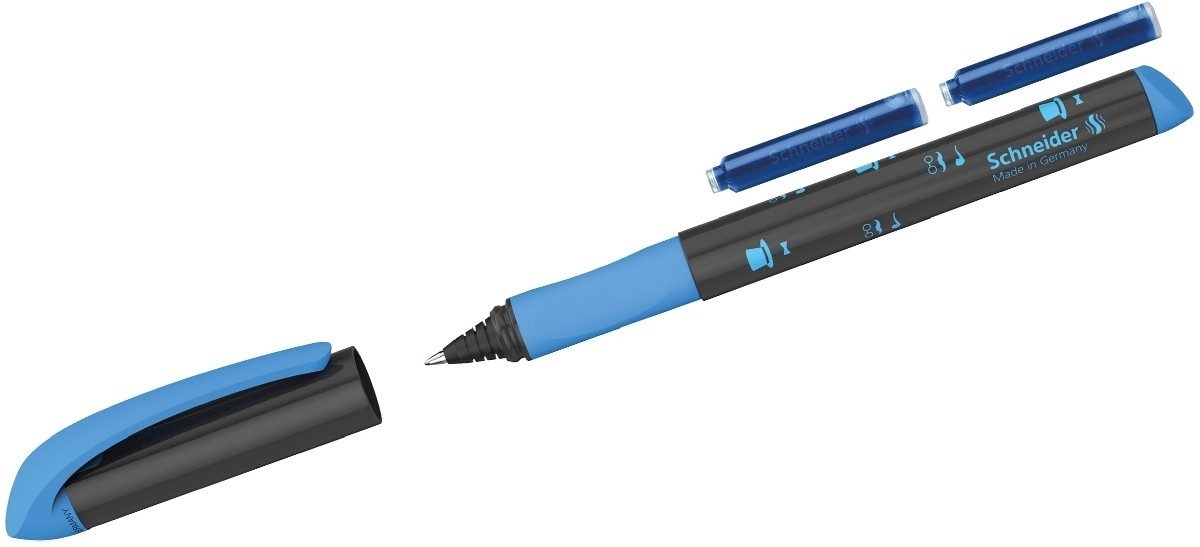 SCHNEIDER Tintenfeinschreiber Patronenroller Easy M dunkelgrau mit Motivdruck Blisterkarte inkl. 2 P