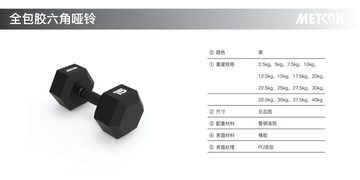 METCON Kurzhantel Kurzhantel Hexagon 10-25kg mit Gummibeschichtung, Fitness, Homegym, gummierte Griffe