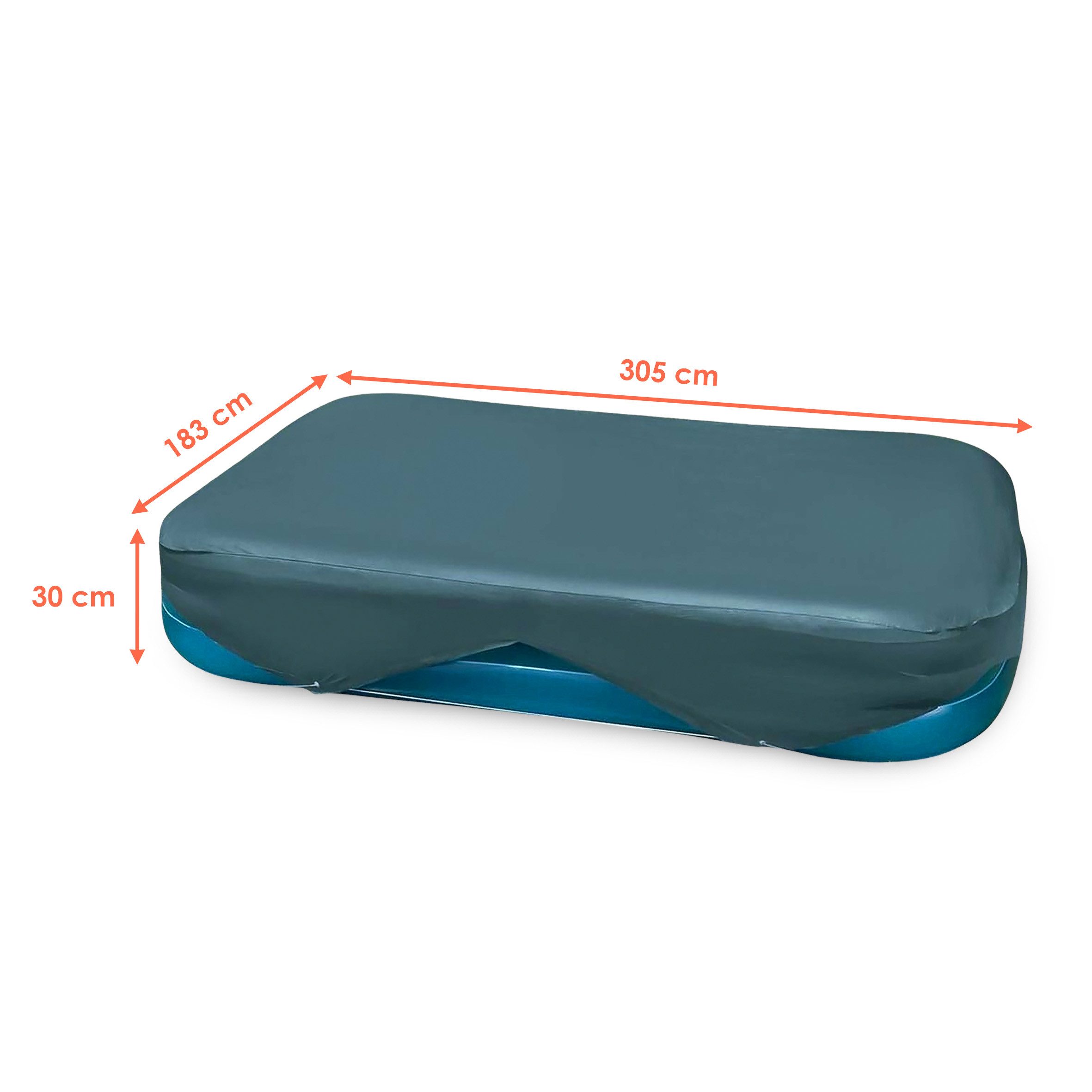 Intex Pool-Abdeckplane Poolabdeckung rechteckig blau - 305 x 183 cm (Anzahl, 1-St., Plane), ca. 51 cm seitlicher Überhang