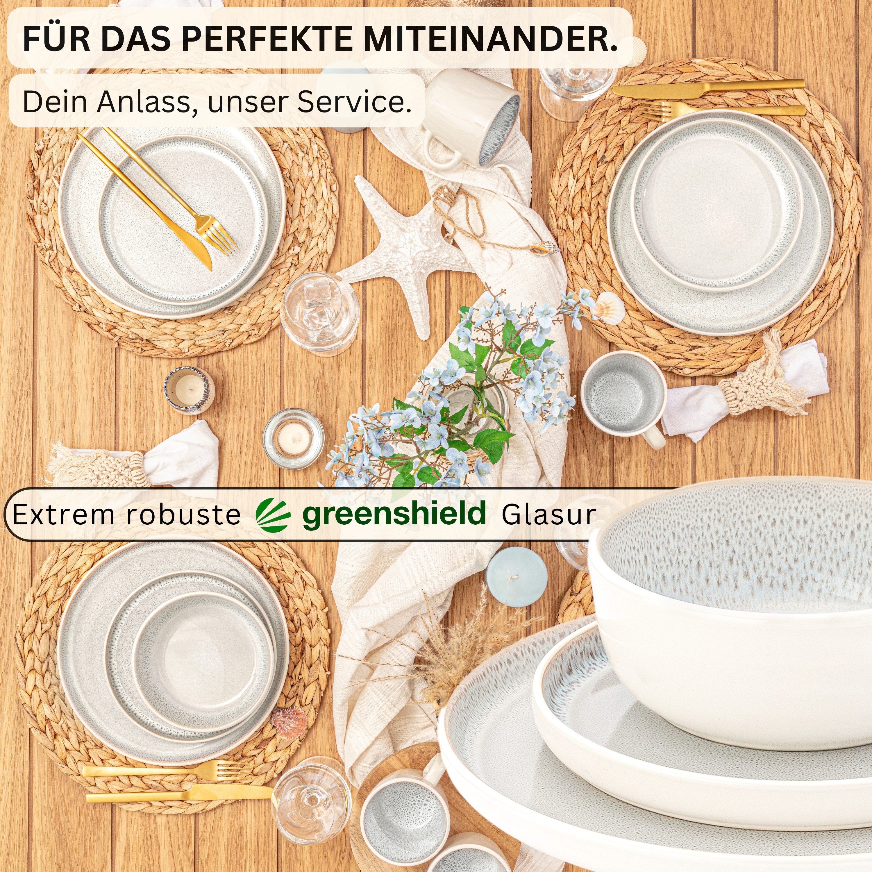 SÄNGER Tafelservice Kreta Geschirrset (30-tlg), 6 Personen, Steingut, Creme-Blau, Handmade, Erweiterbar, VALUE COLLECTION – Bild 3 von 5