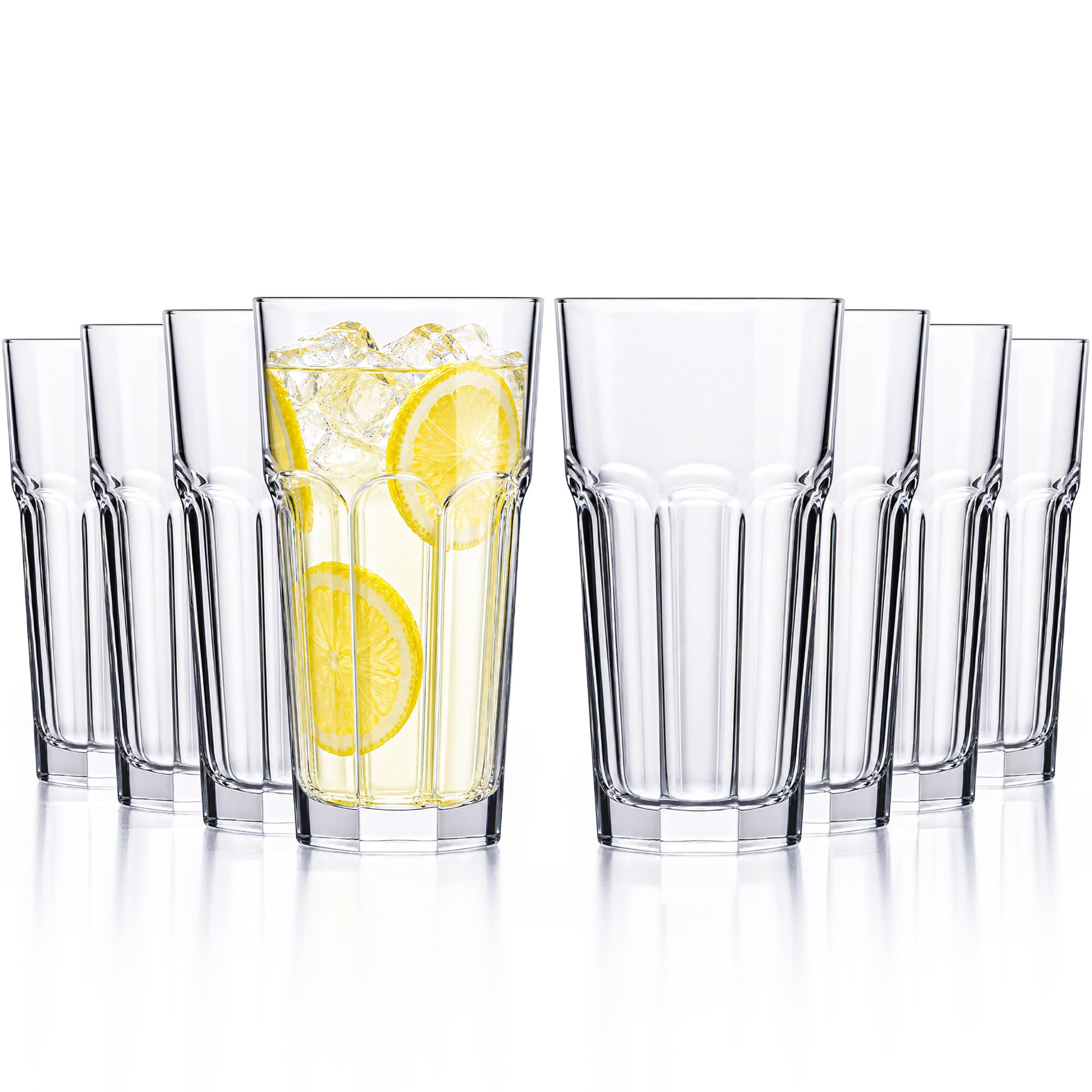 KONZEPT Gläser-Set 620 ml, spülmaschinenfest, aus transparentem Glas, 8-tlg., Kühlschranksicher, Rostbeständig, Rutschfest, Strapazierfähig