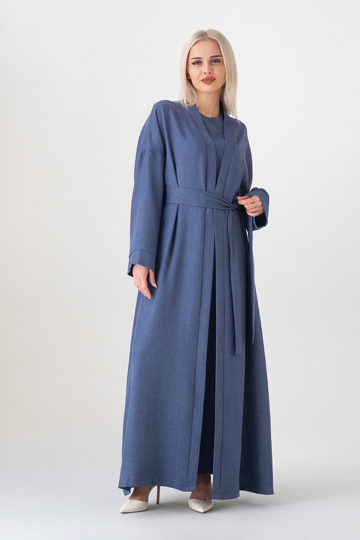 fashionshowcase Unterkleid Damen Set mit Kimono – elegant, lang, Modest Fashion & Layer Look (Kleid mit Kimono, 2-tlg., 2-teiliges Set) Luftiger Tragekomfort, hochwertiger Look