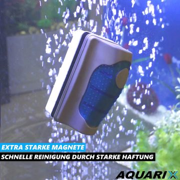 MAVURA Aquariumpflege AQUARIX Scheibenreiniger Aquarium Reiniger Bürste magnetisch, (Algenmagnet Magnetreiniger), Scheiben-Reinigungs-Magnet Reinigungsset schwimmend