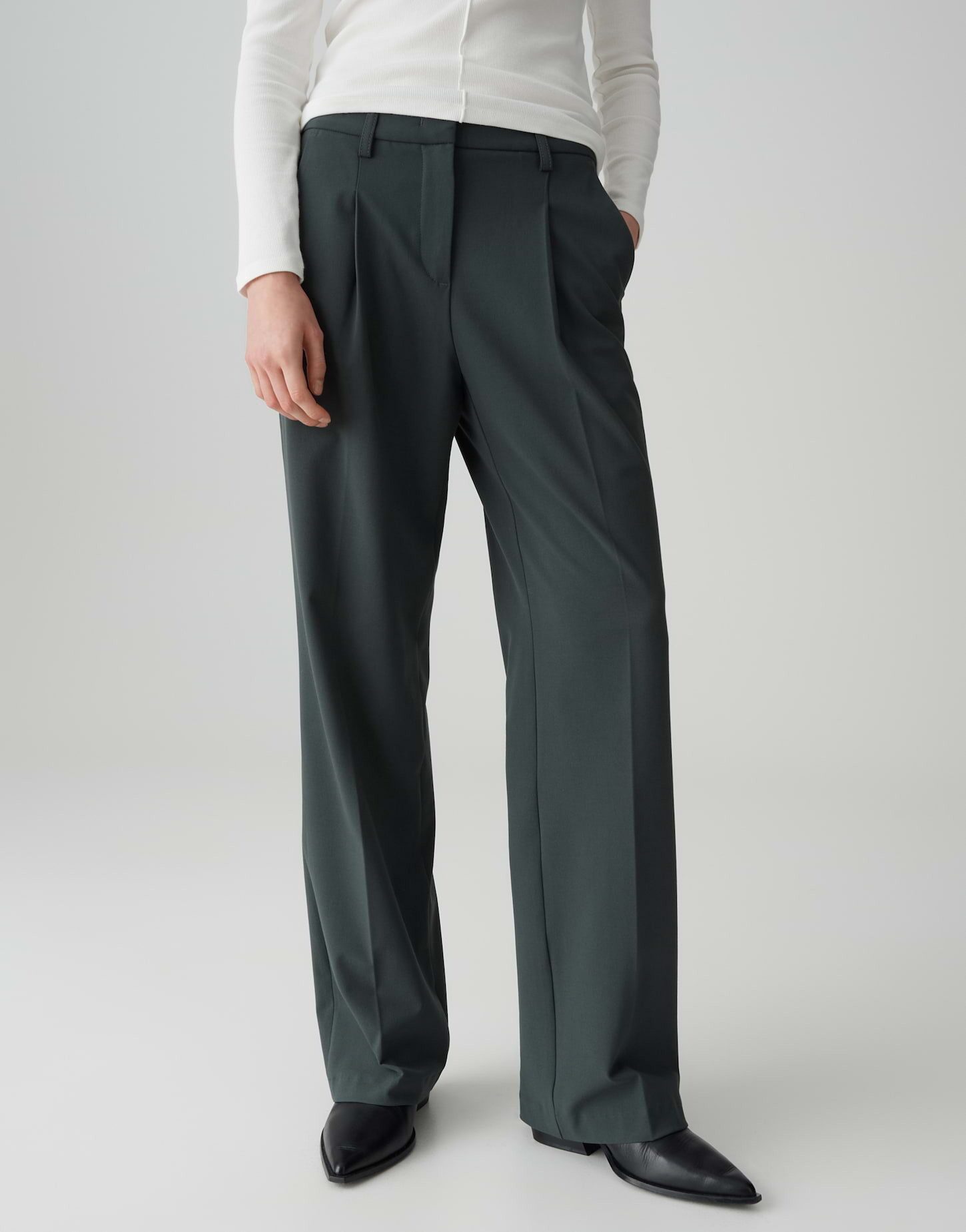OPUS PANTS Stoffhose MOIRA Wide Leg mit Komfortbund verdeckter Zip-Fly, wei günstig online kaufen