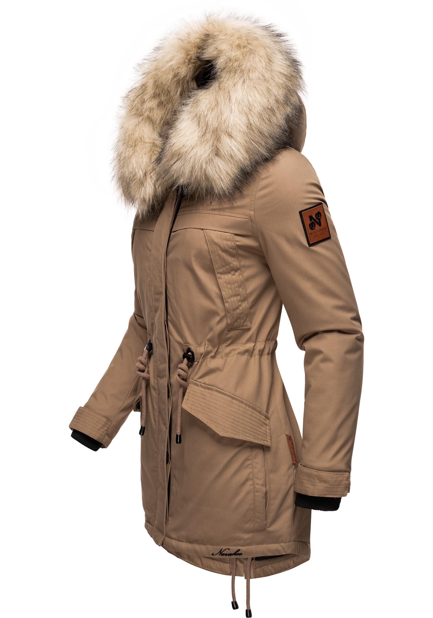 Navahoo Wintermantel Lady Like edler Parka m. abnehmbarem Kunstfell,  Wasserabweisendes Obermaterial, Innenfutter warm gesteppt