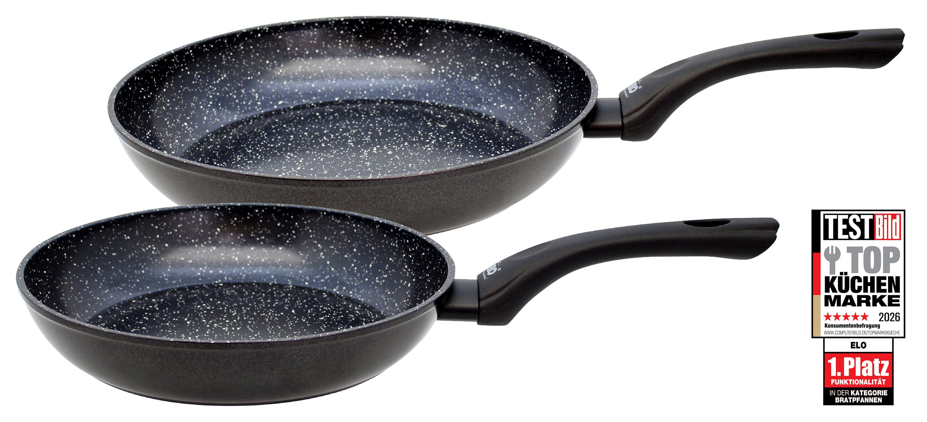 Elo Pfannen-Set Pure Belugo, Aluminium (Set, 2-tlg., 1x Bratpfanne Ø 24 cm, 1x Bratpfanne Ø 28 cm), Induktion