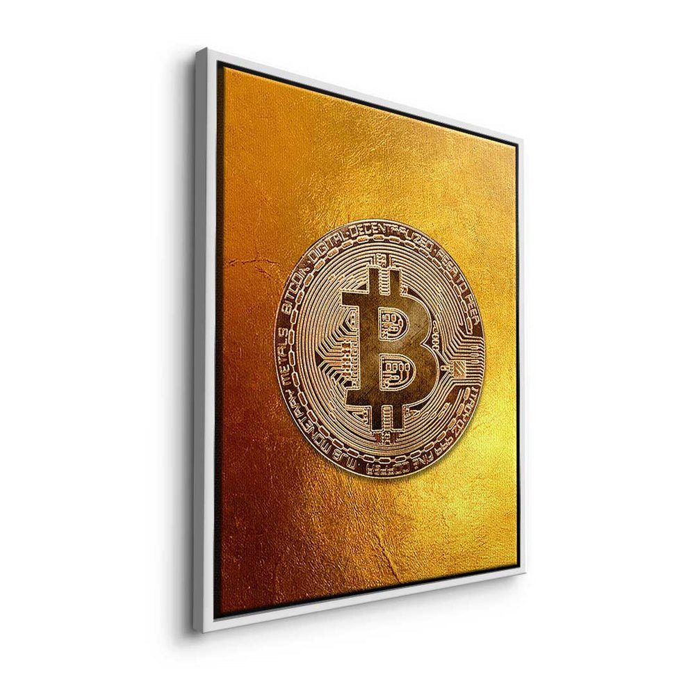 DOTCOMCANVAS® Leinwandbild, Premium ohne - - Leinwandbild - - Rahmen Trading Crypto Golden Bitcoin Motivation