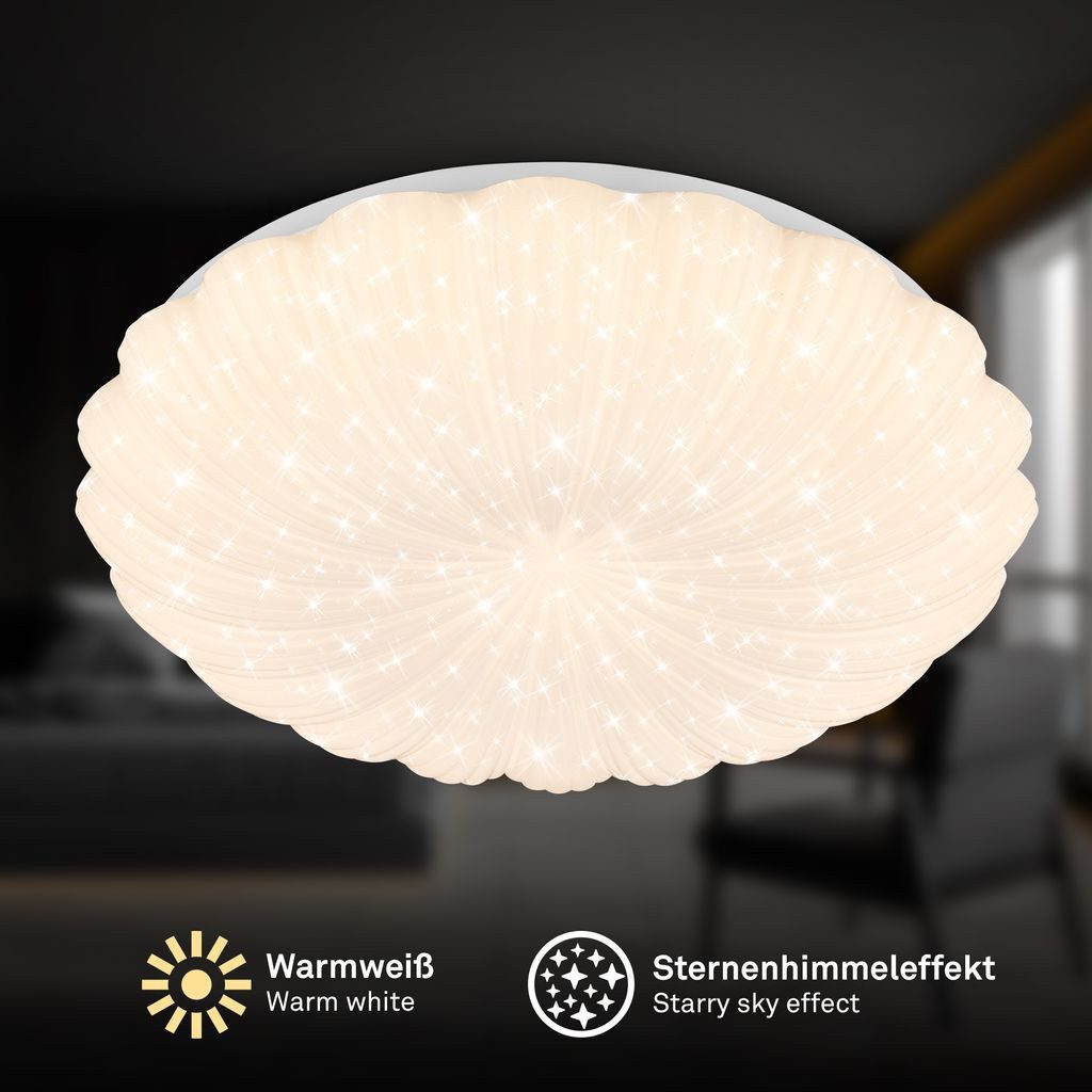 Briloner Leuchten LED Deckenleuchte LED Deckenlampe Sternenhimmel, LED fest integriert, 3000K - Warmweiß, 38,5x8,5 cm, Schlafzimmer, Wohnzimmer, Esszimmer, Flur, Küche