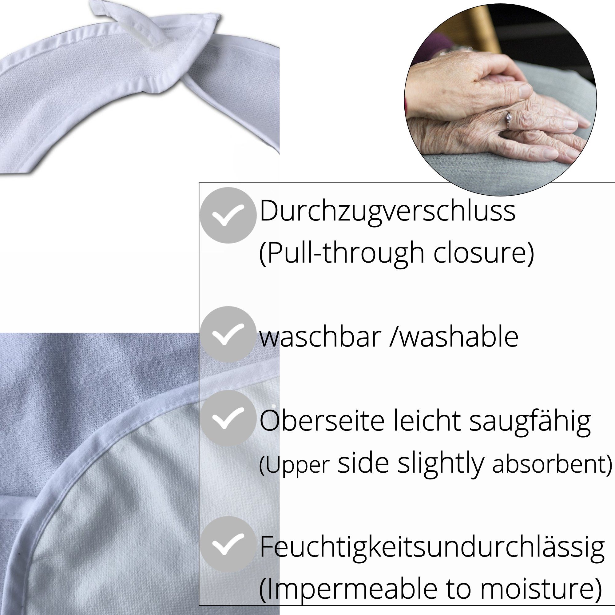 cm für Latz Senioren 60x40 Lätzchen Seniorenlatz, (1-St) JEMIDI Lätzchen Erwachsene -