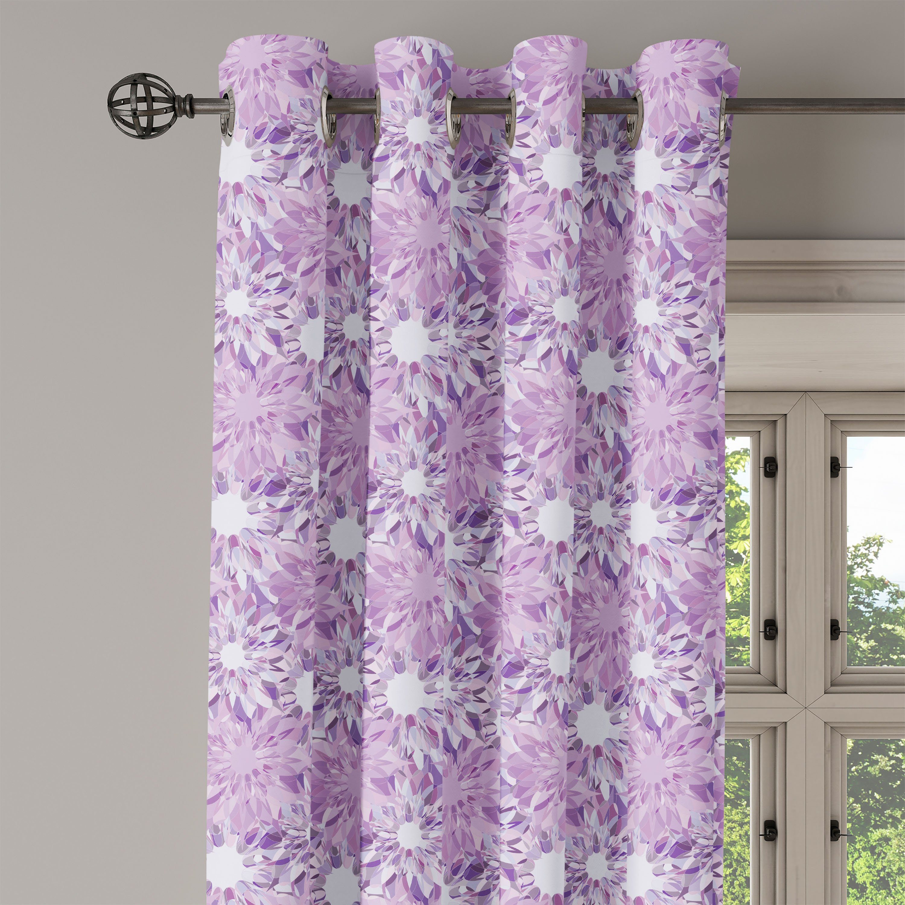 Gardine Dekorative 2-Panel-Fenstervorhänge für Schlafzimmer Abakuhaus, Design Floral Digitales Retro Wohnzimmer