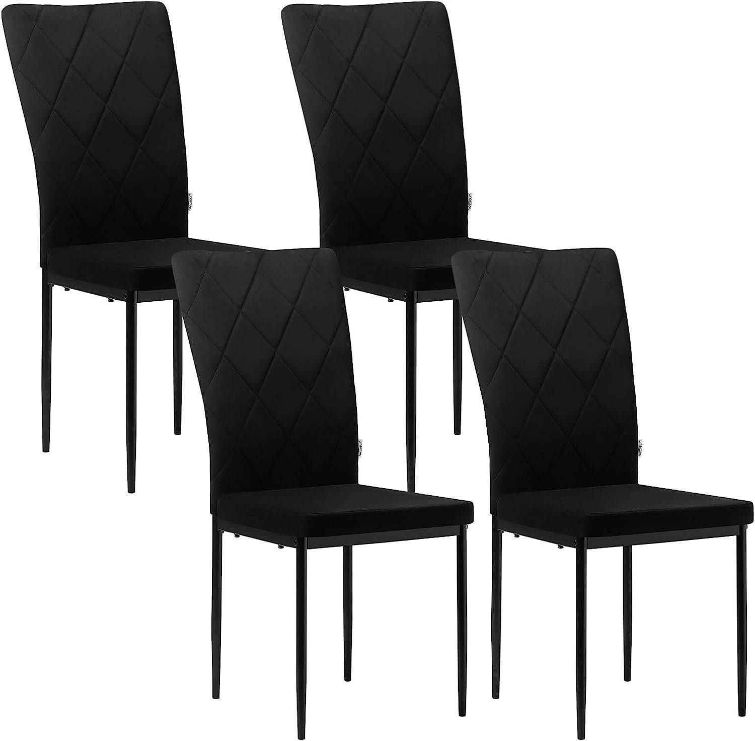 Woltu Esszimmerstuhl (Set, 4 St), Küchenstuhl Samtstuhl mit hoher  Rückenlehne | Stühle
