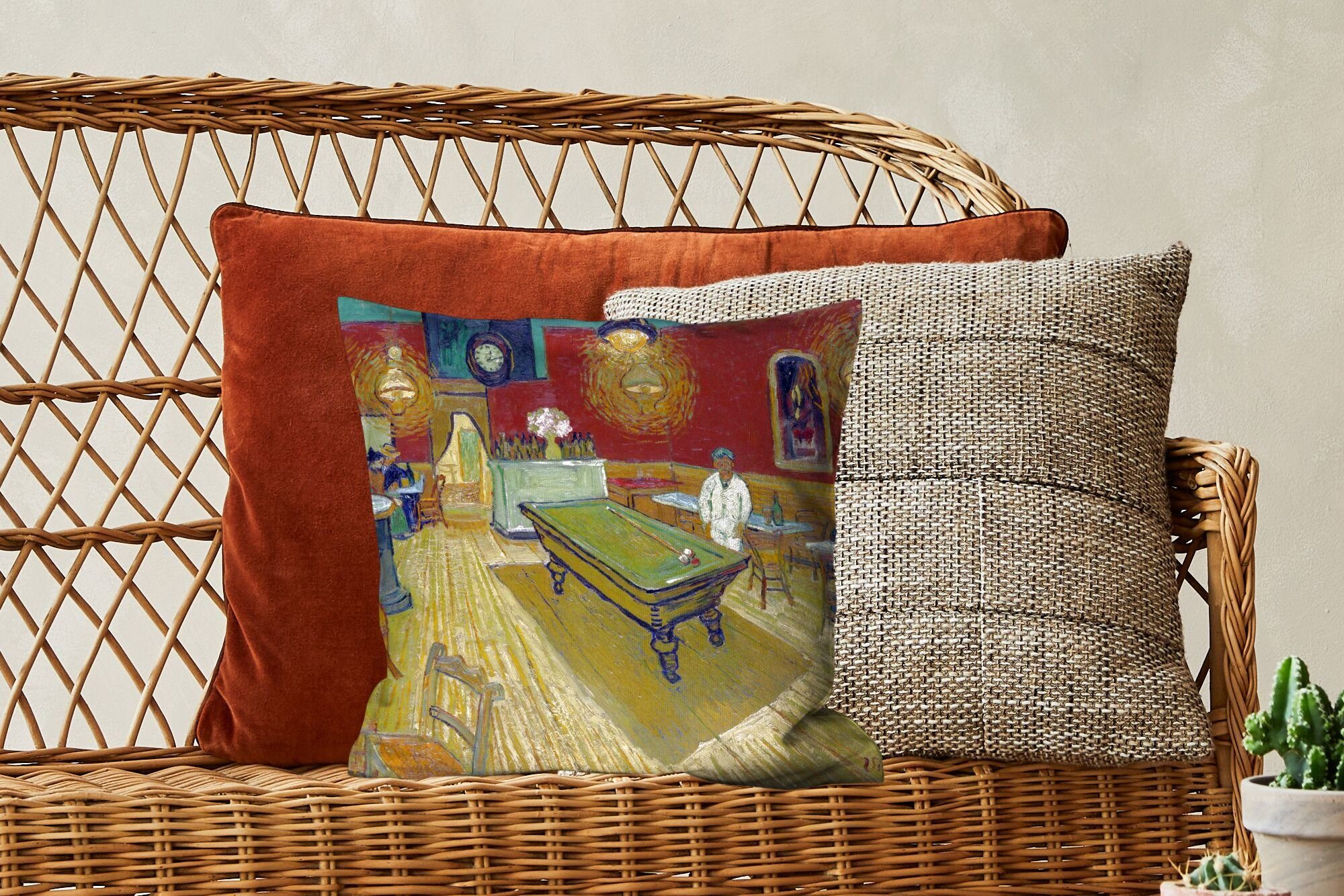 MuchoWow Dekokissen Das Schlafzimmer, Deko, Sofakissen Gogh, Nachtcafé Zierkissen - Vincent van Wohzimmer, mit für Füllung